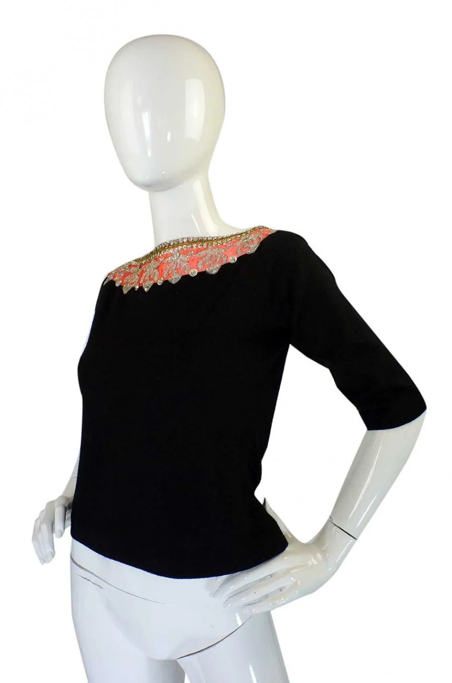 1950s Lanvin Attributed Embellished Top