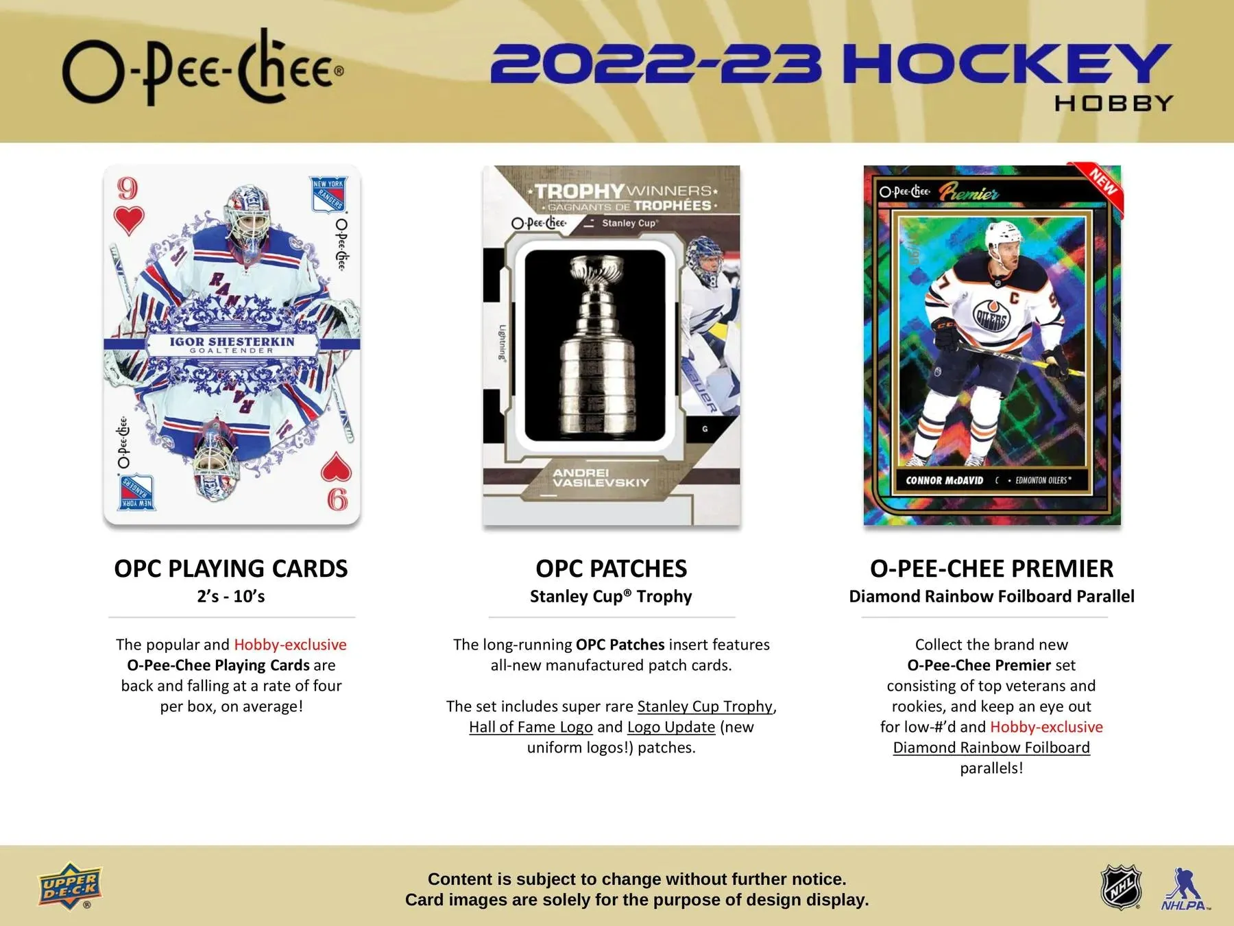 2022/23 Upper Deck O-Pee-Chee Hockey Hobby Box 18 Packs per Box, 10 Cards Per Pack