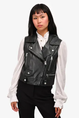 Acne Studios Black Leather Motorcycle Vest Size 38