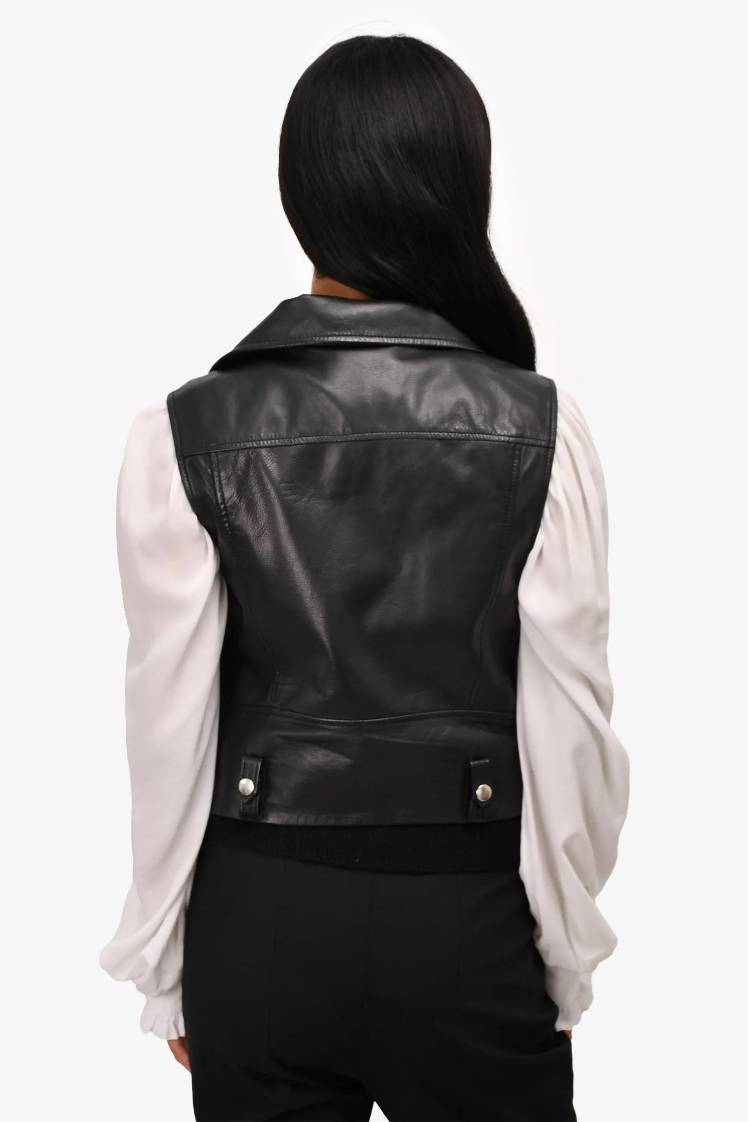 Acne Studios Black Leather Motorcycle Vest Size 38