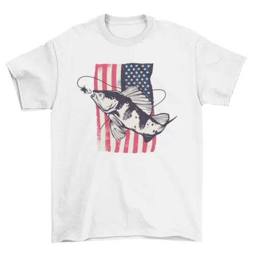 American flag fishing t-shirt