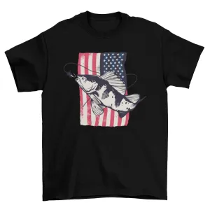 American flag fishing t-shirt