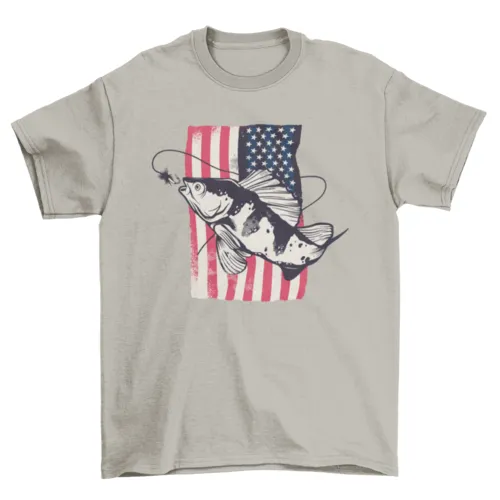 American flag fishing t-shirt