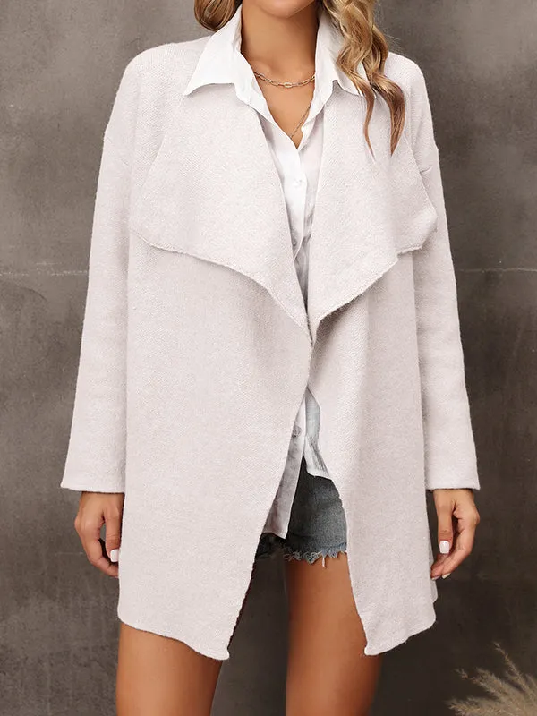 Batwing Sleeves Long Sleeves Solid Color Lapel Outerwear