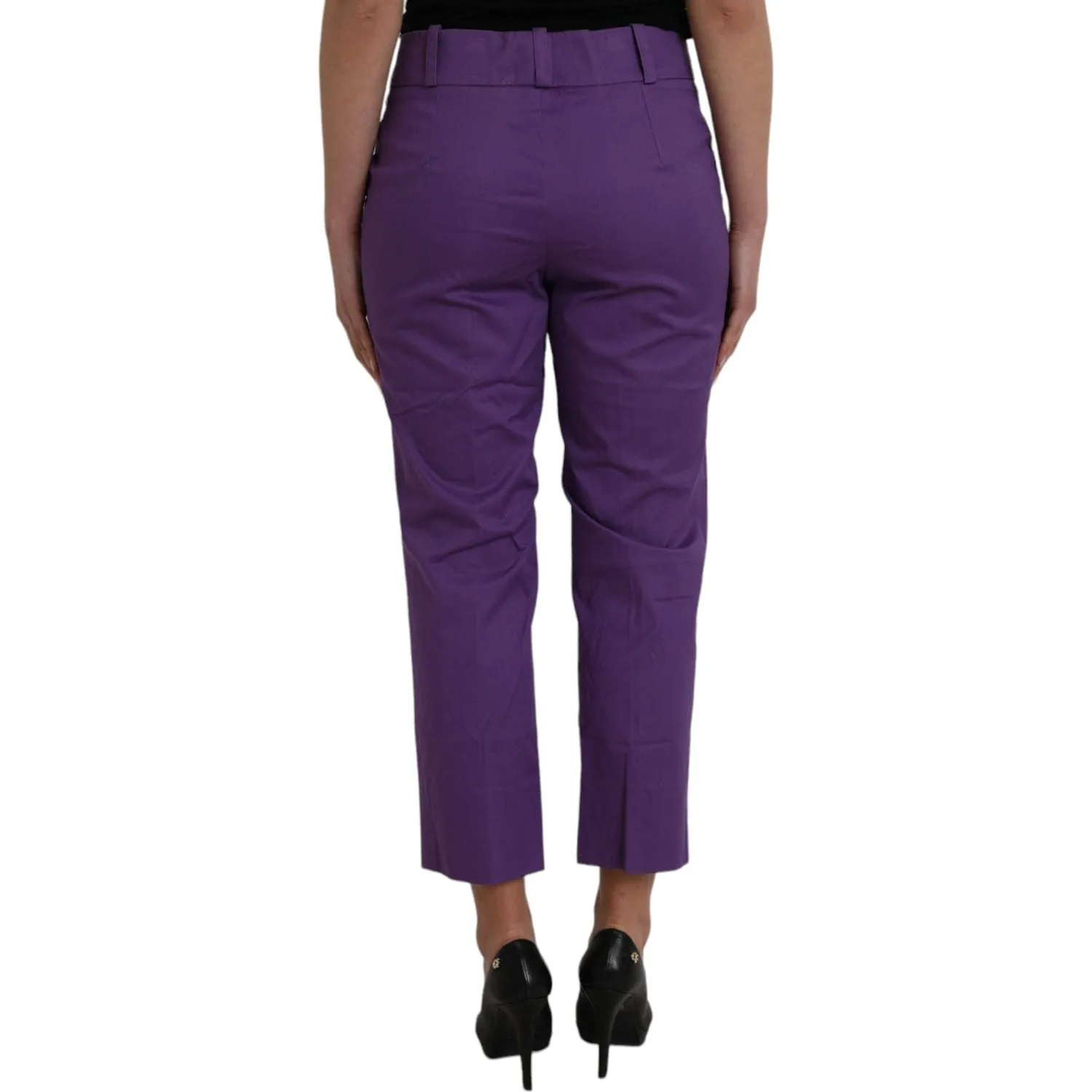 BENCIVENGA Purple Cotton MidWaist Straight Cropped Pants