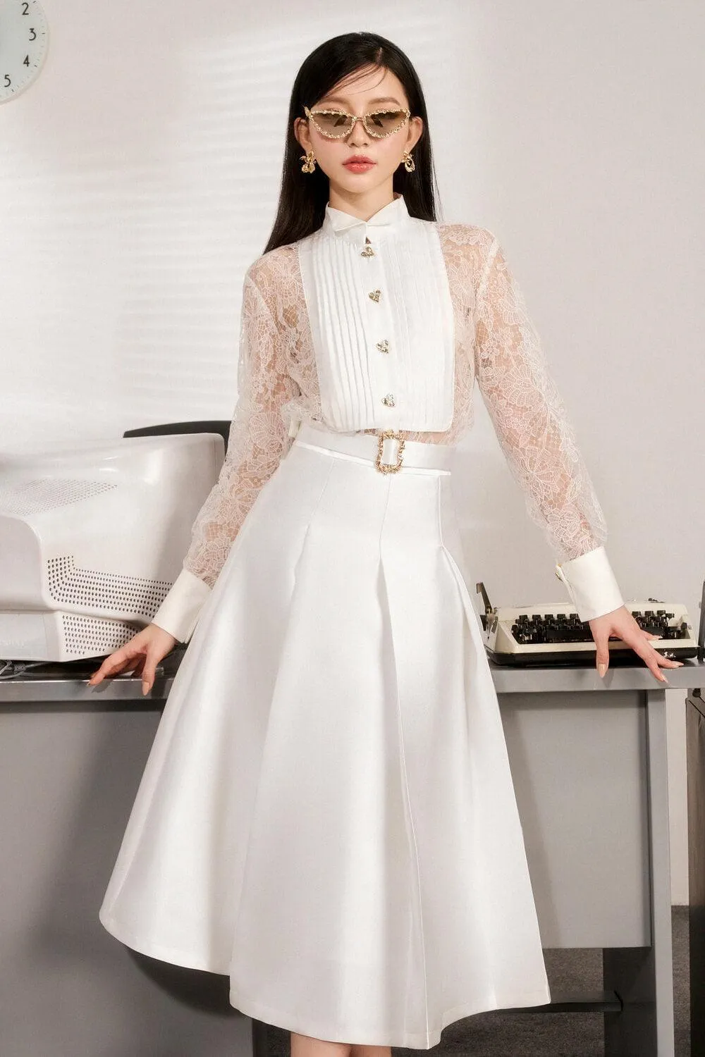 Bolie Straight Long Sleeved Lace Shirt