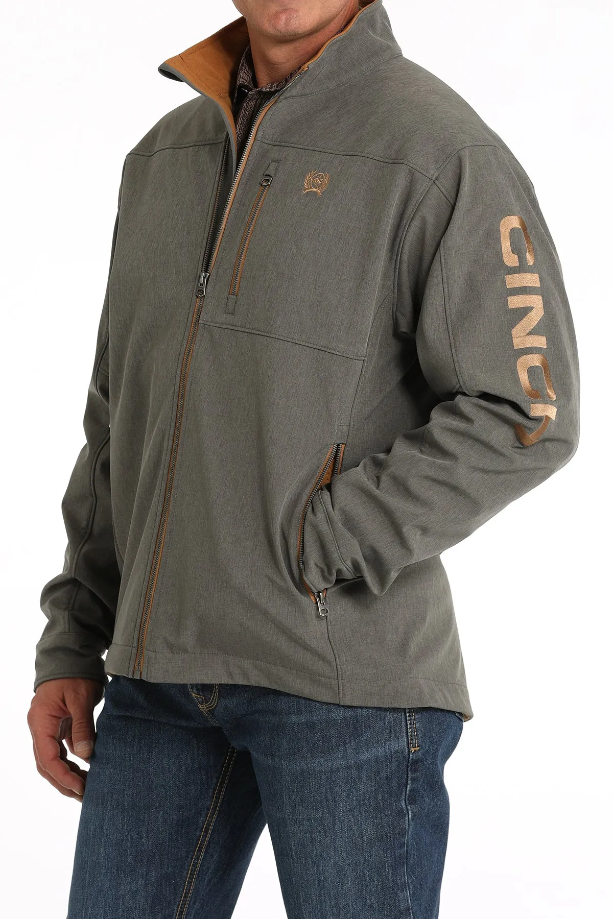 Cinch Men's Charcoal Bonded Jacket with Copper Cinch Logo Embroidery