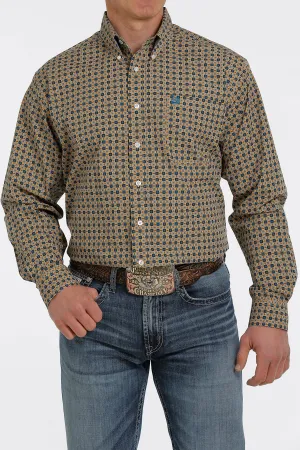 Cinch Men's Long Sleeve Gold Print Button Down Shirt