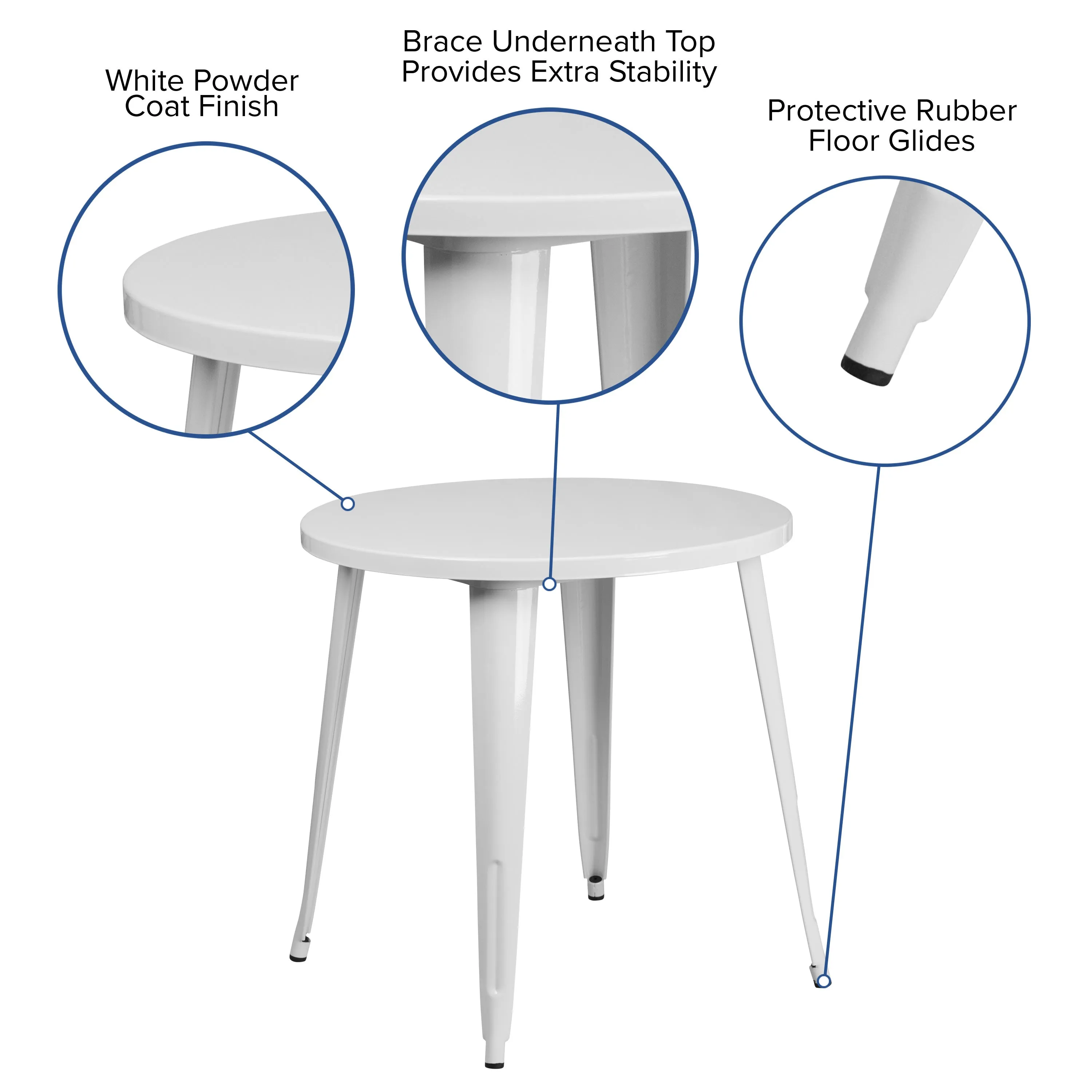 Commercial Grade 30" Round Metal Indoor-Outdoor Table