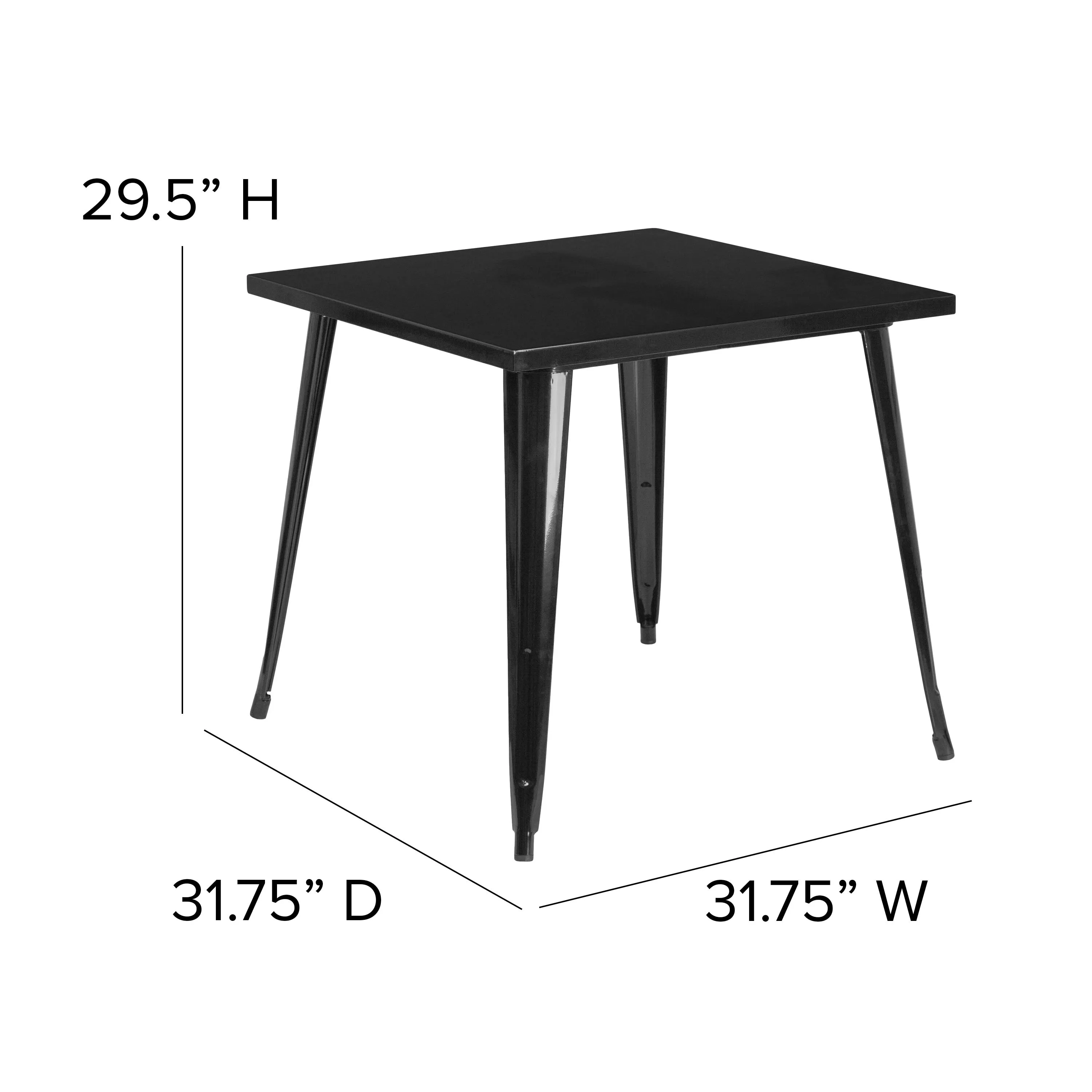 Commercial Grade 31.75" Square Metal Indoor-Outdoor Table