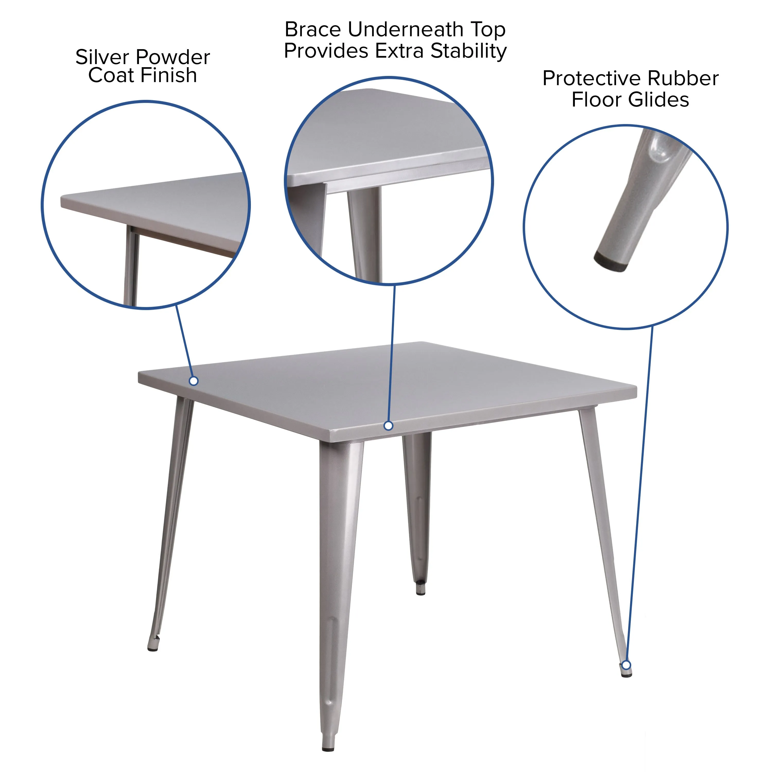 Commercial Grade 35.5" Square Metal Indoor-Outdoor Table