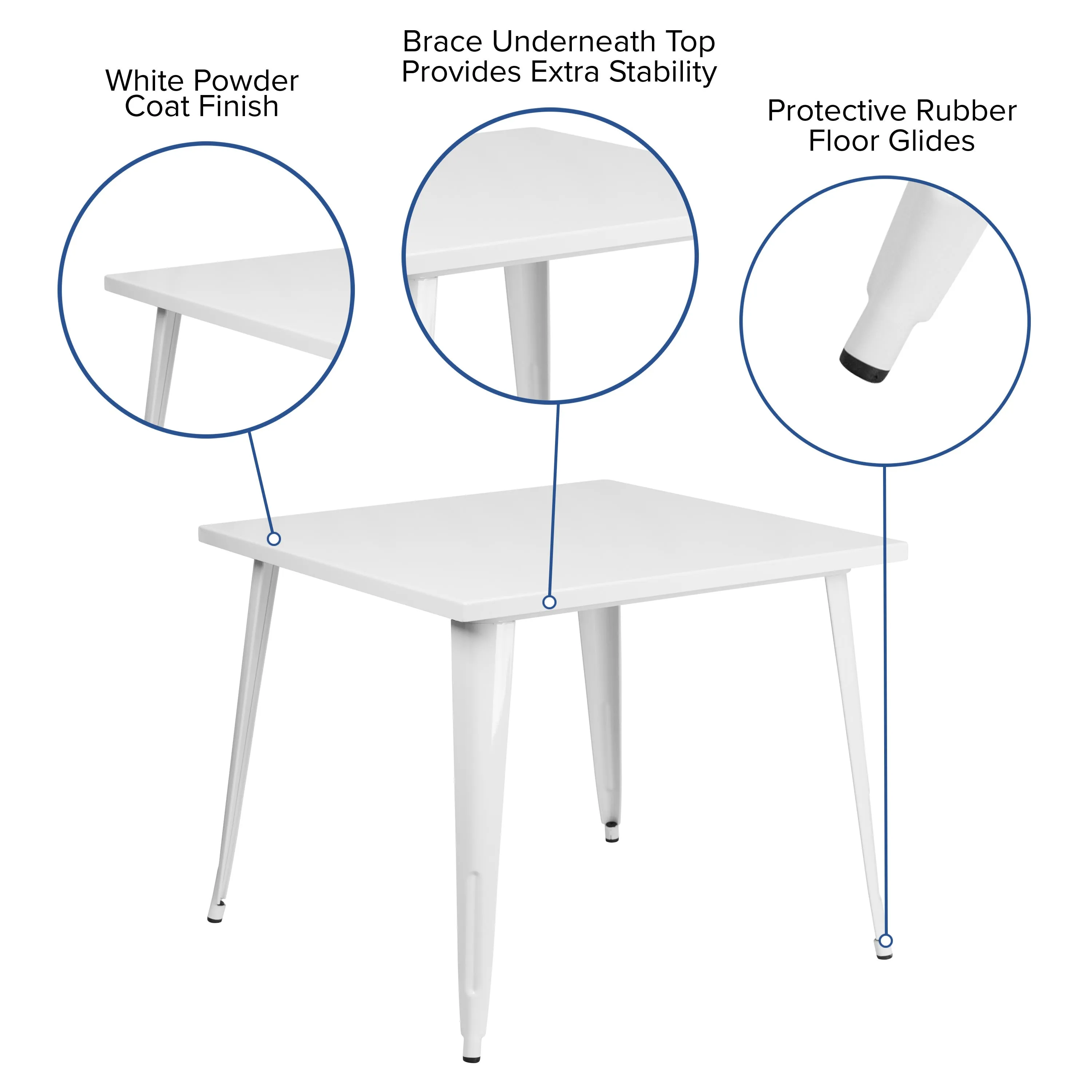 Commercial Grade 35.5" Square Metal Indoor-Outdoor Table