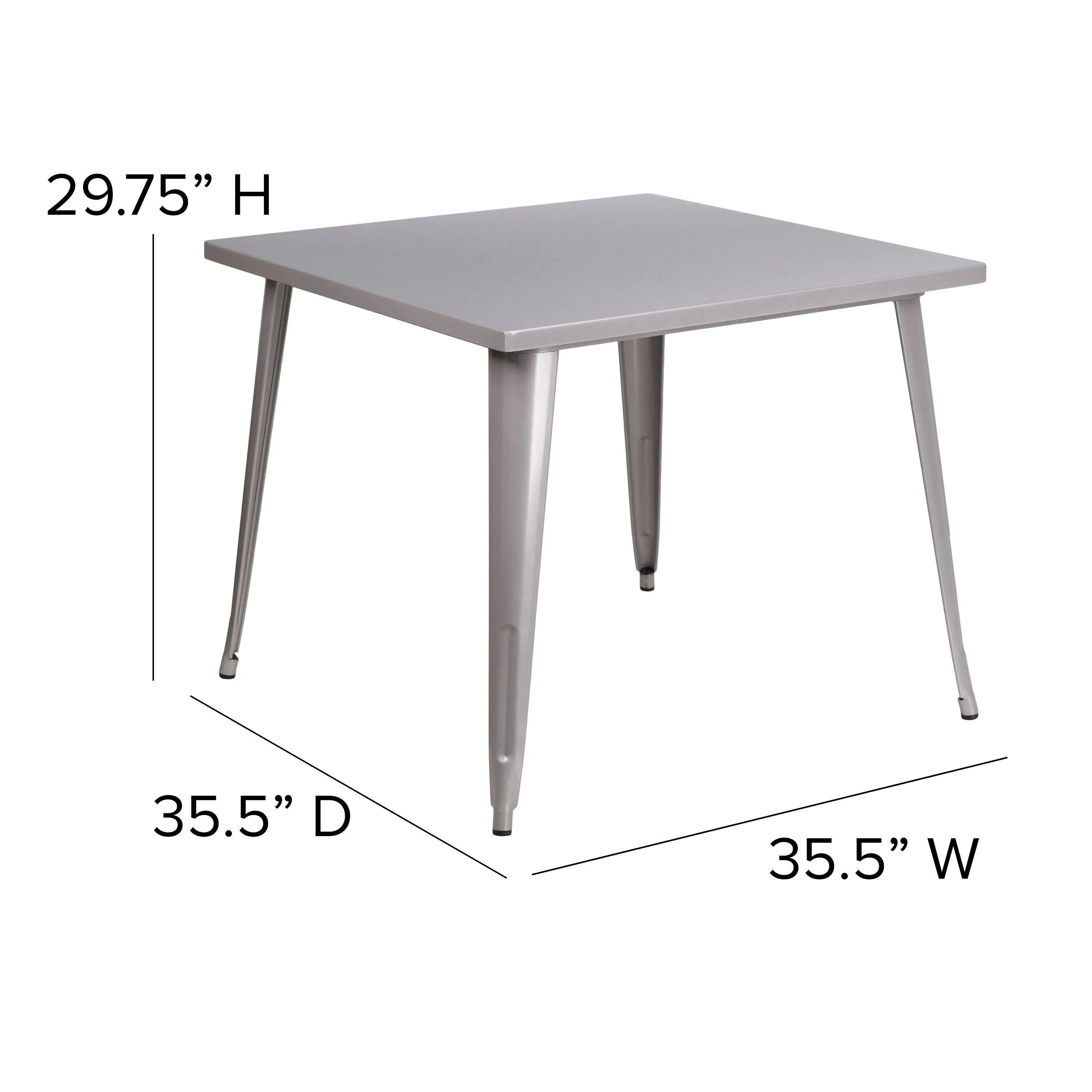 Commercial Grade 35.5" Square Metal Indoor-Outdoor Table