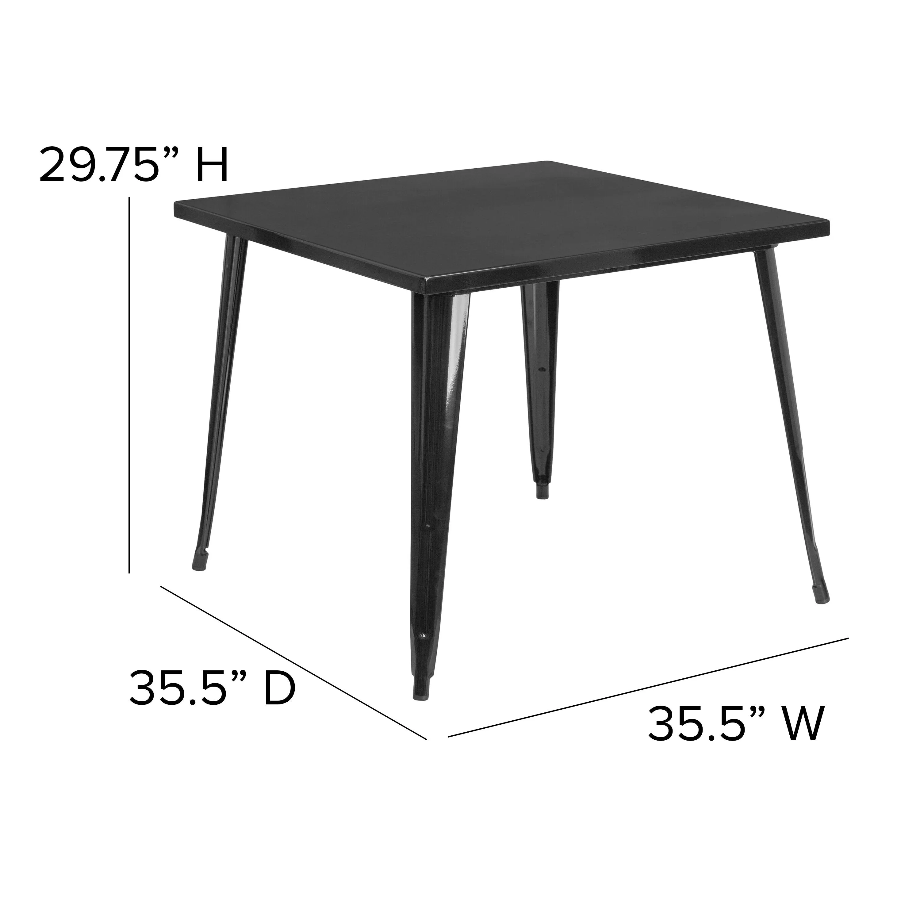 Commercial Grade 35.5" Square Metal Indoor-Outdoor Table