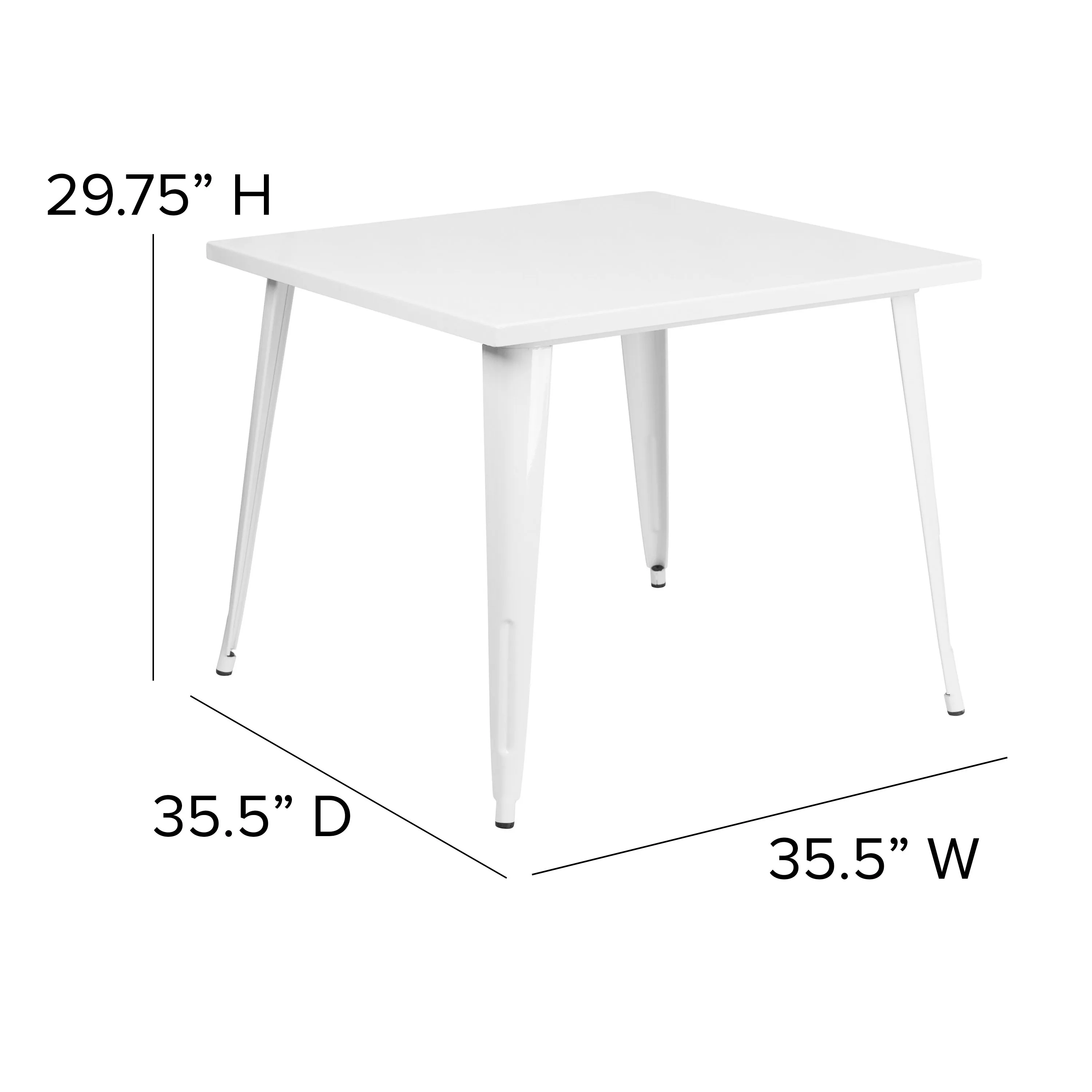 Commercial Grade 35.5" Square Metal Indoor-Outdoor Table