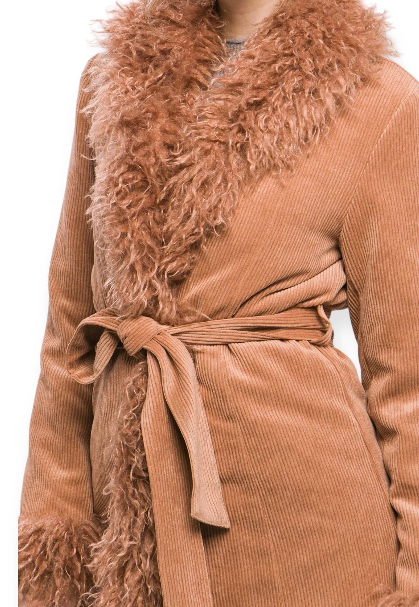 Cypress Corduroy Coat & Fur Lining- Camel