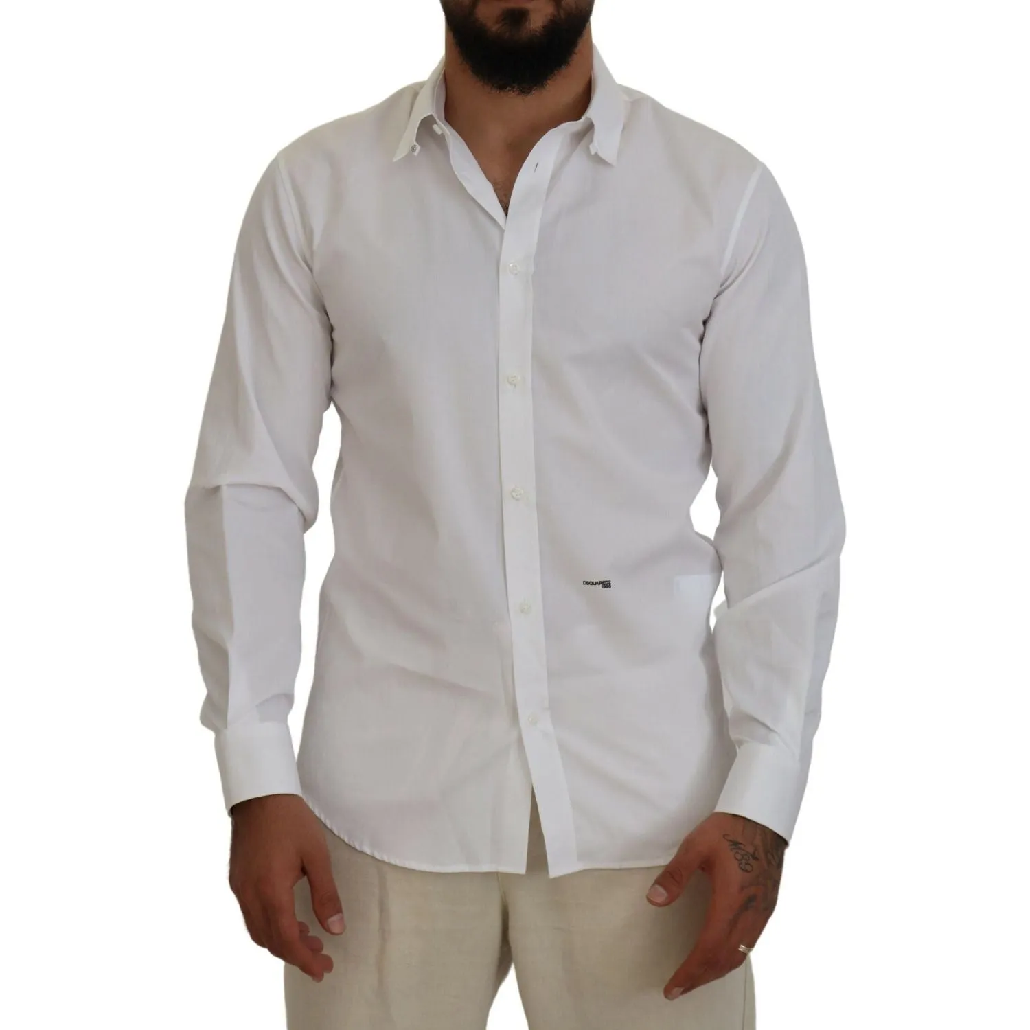 Dsquared² White Cotton Collared Long Sleeves Formal Shirt