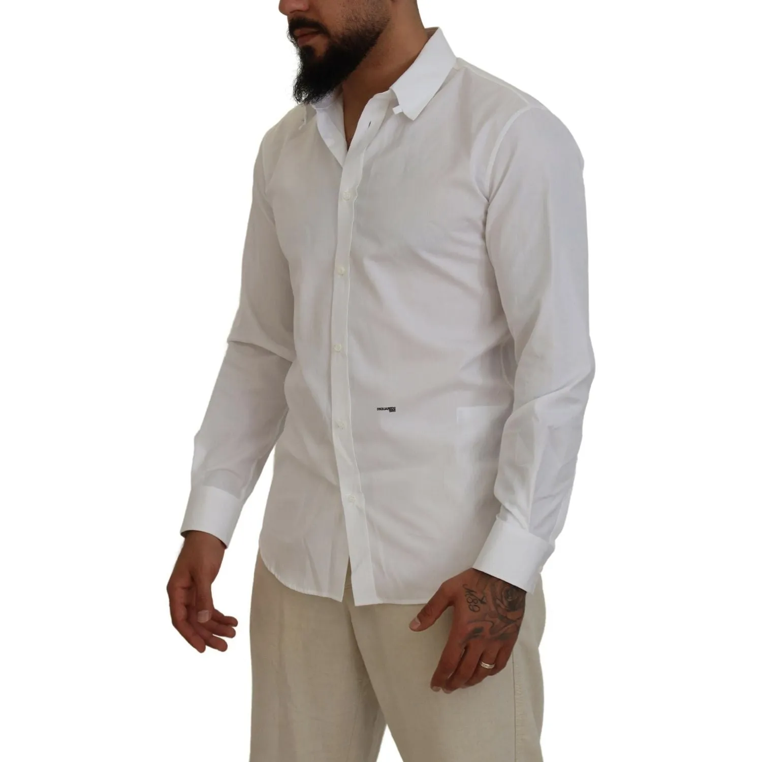 Dsquared² White Cotton Collared Long Sleeves Formal Shirt