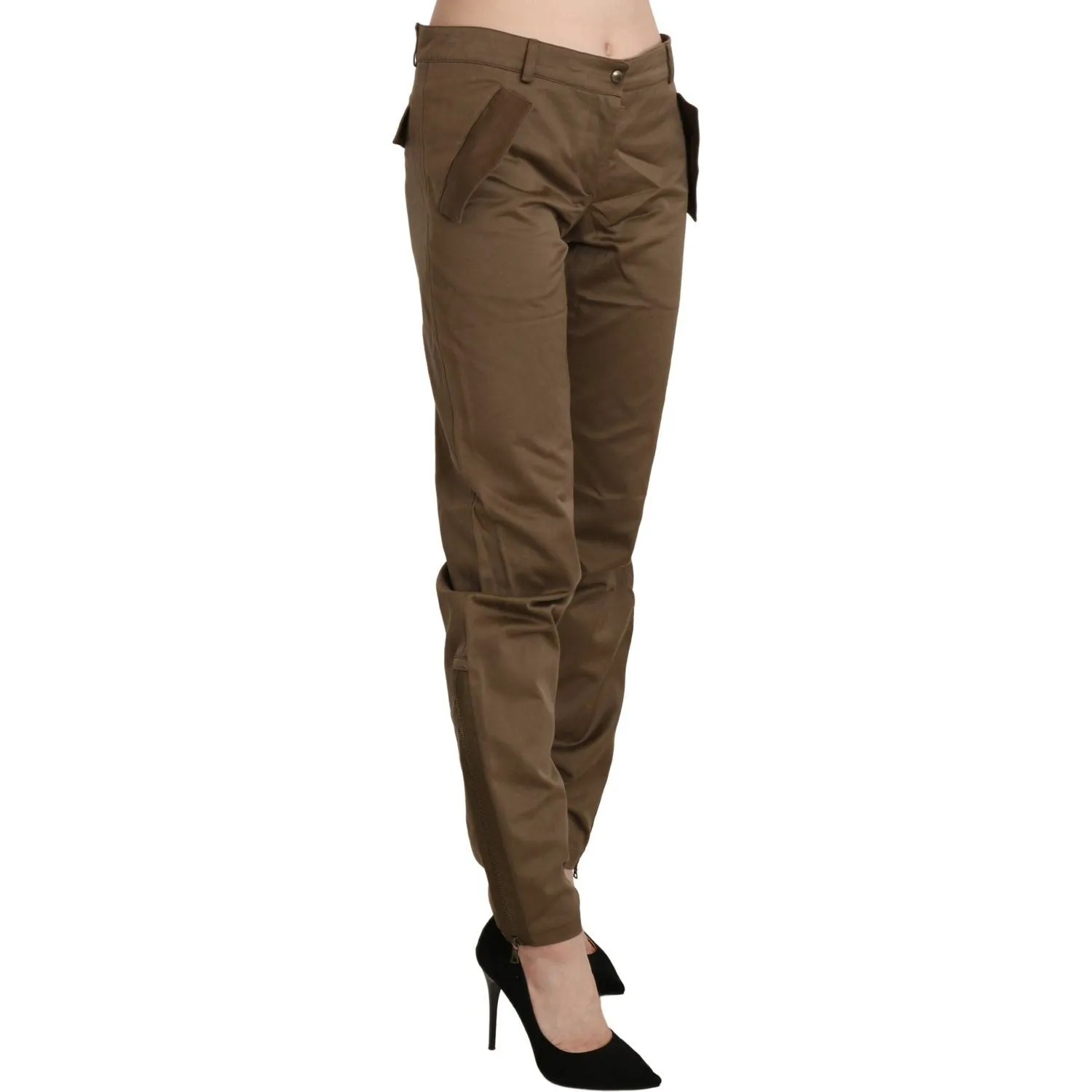 Ermanno Scervino Chic Brown Mid Waist Straight Trousers