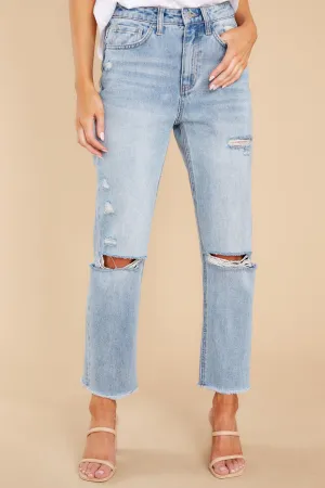 Find Your Edge Light Wash Distressed Straight Jeans