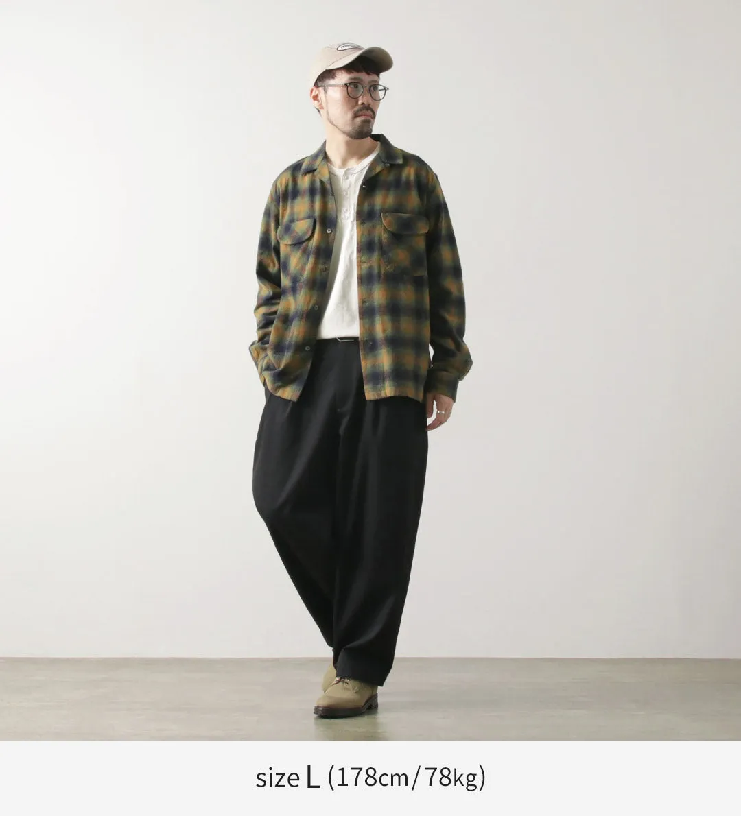 FOB FACTORY / F3505 Nel open collar shirt