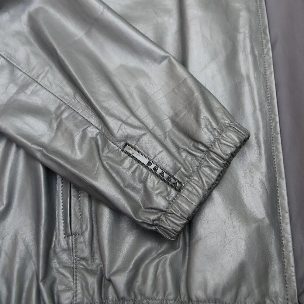 Grey Kangaroo Leather Windbreaker Jacket