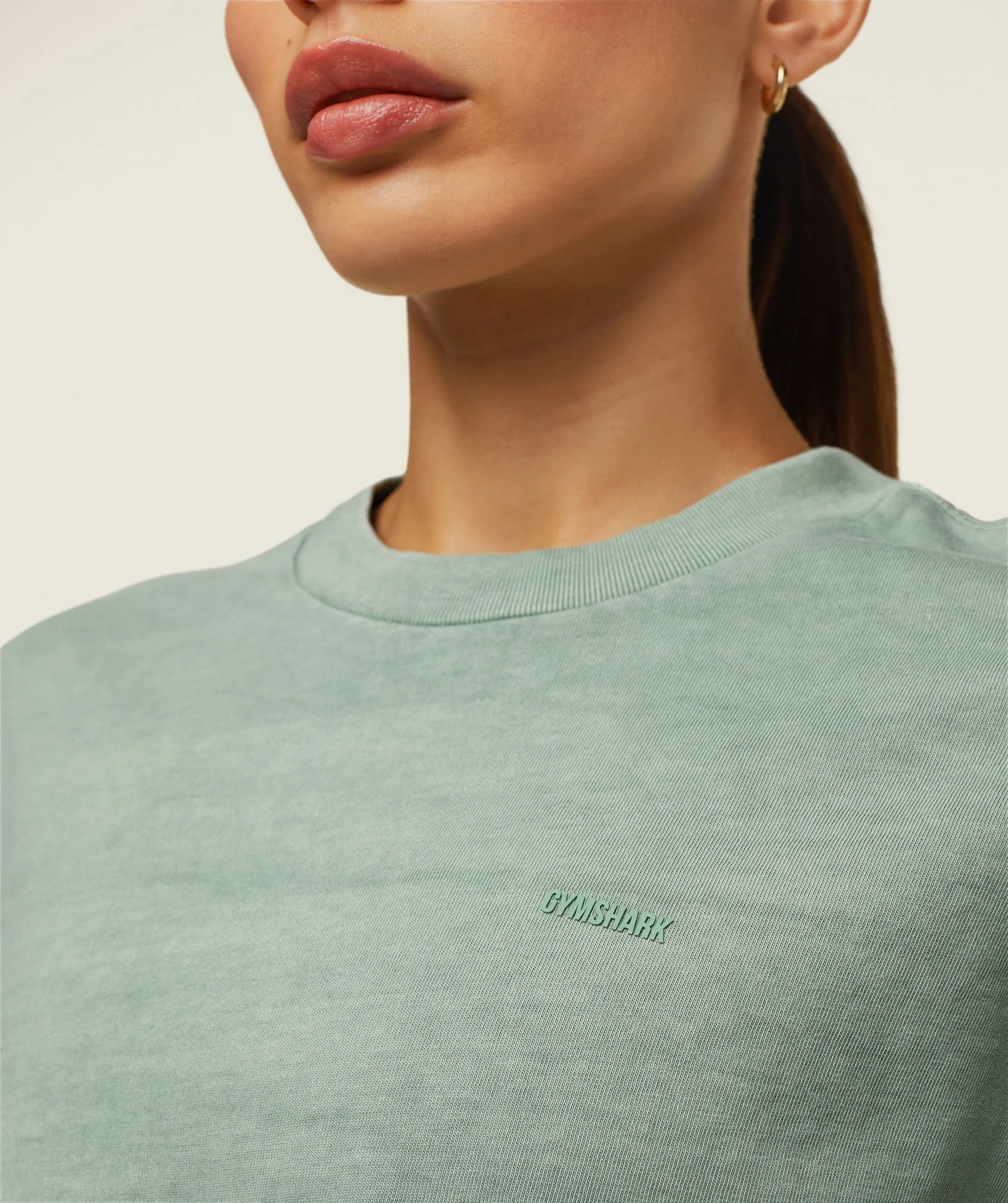 Gymshark everywear Cropped Long Sleeve Tee - Dollar Green