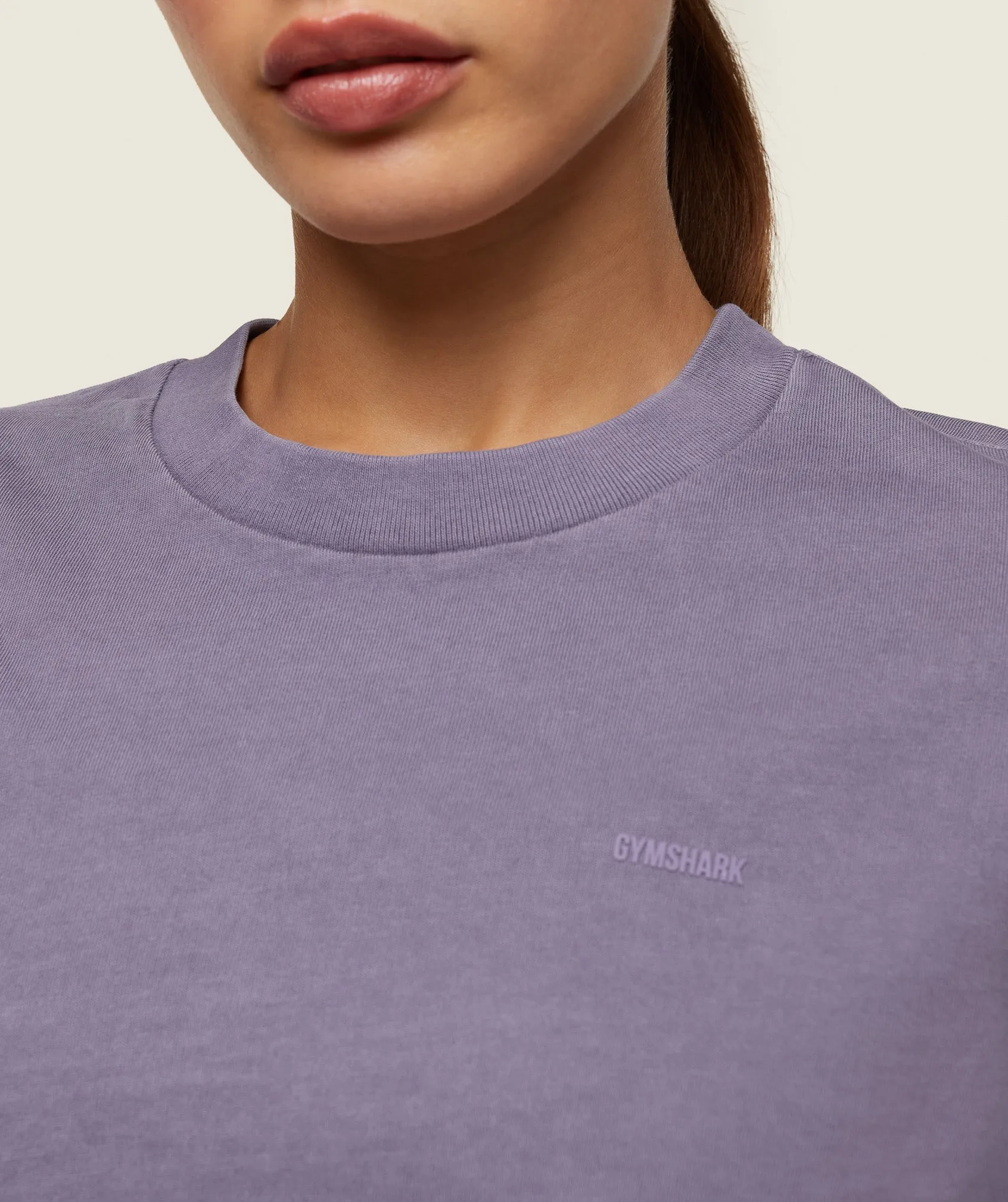 Gymshark everywear Cropped Long Sleeve Tee - Fog Purple