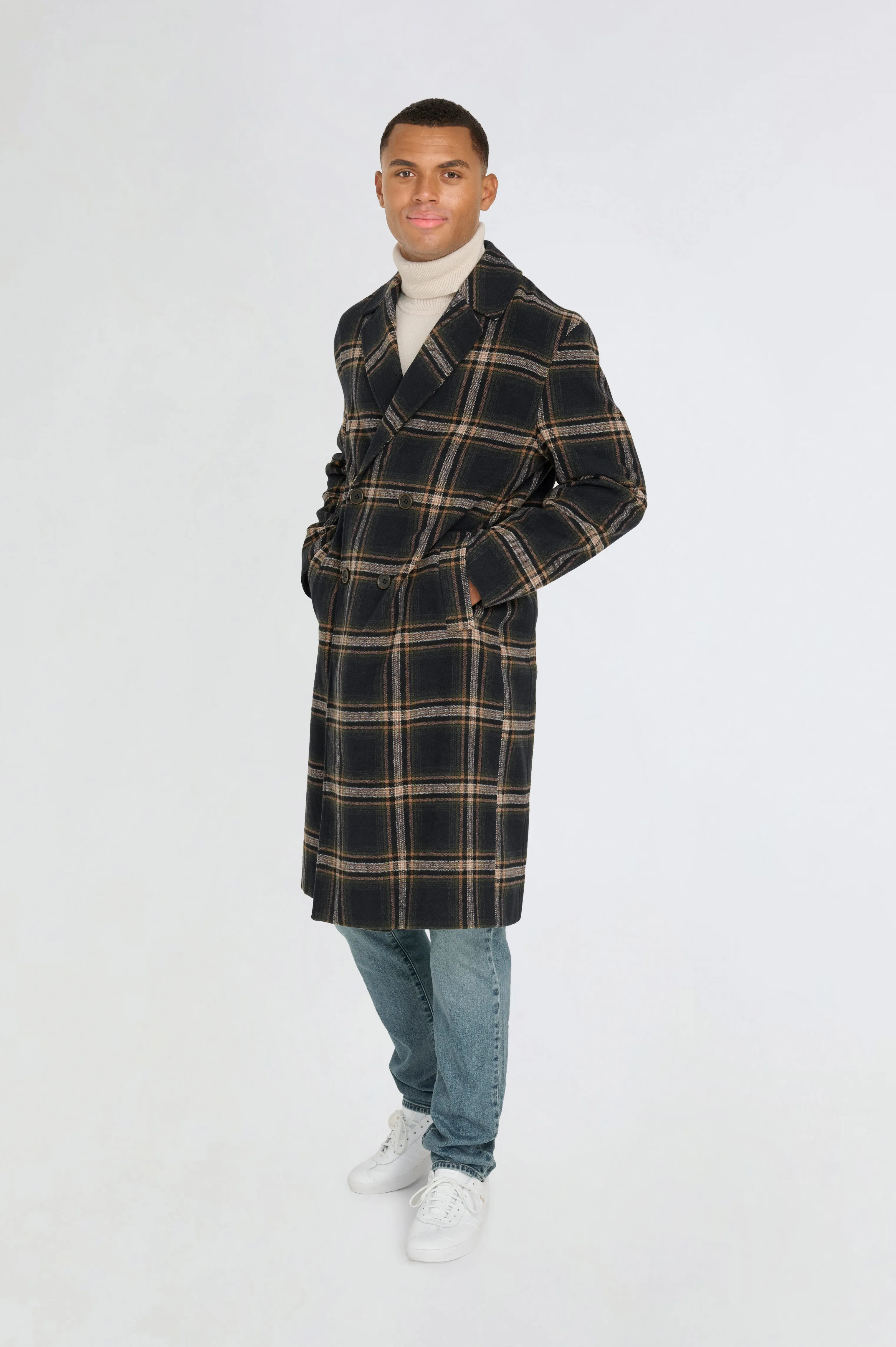 Jacob Fashion Wool Coat with Check Print