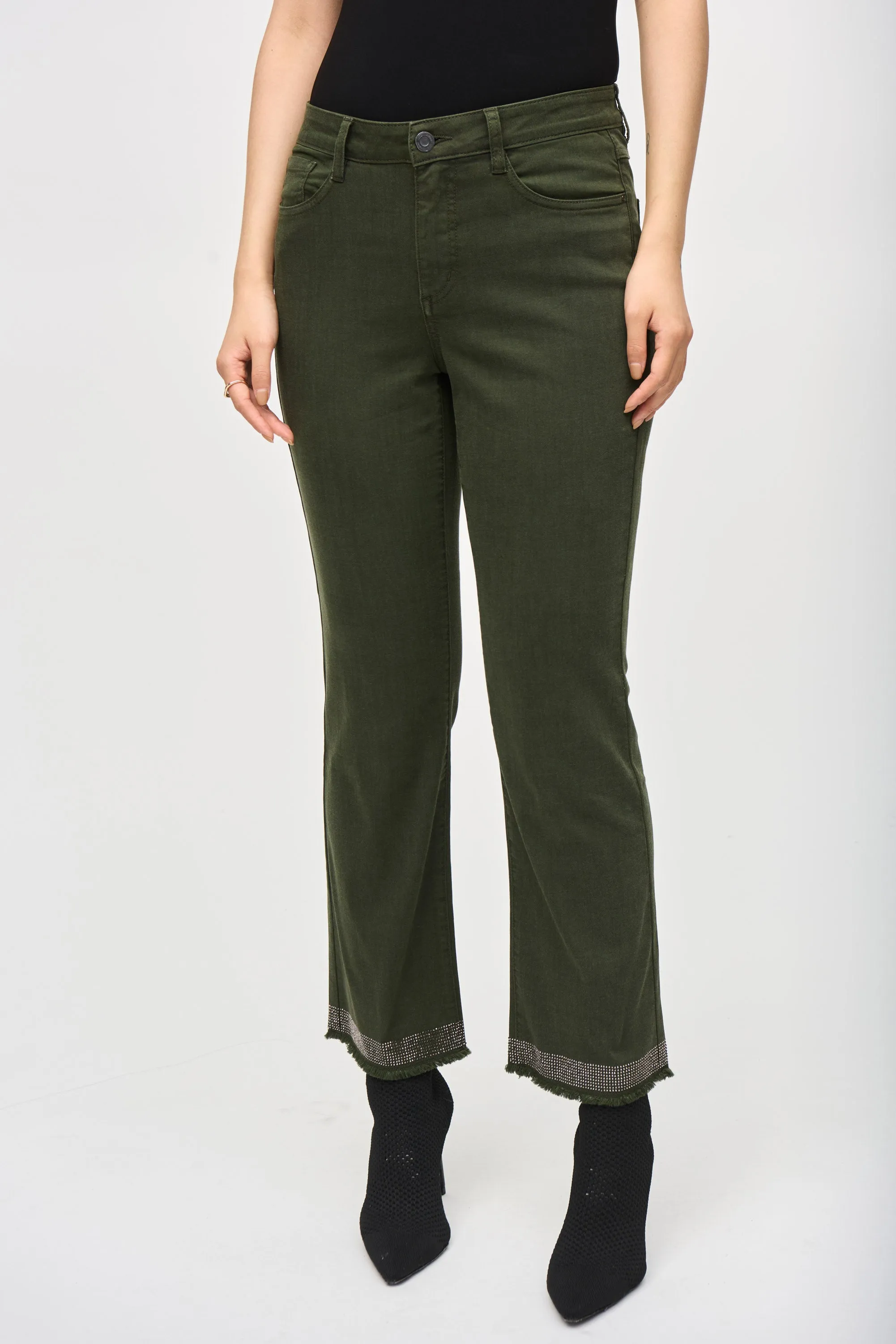 Joseph Ribkoff Denim Straight Pants With Frayed Hem