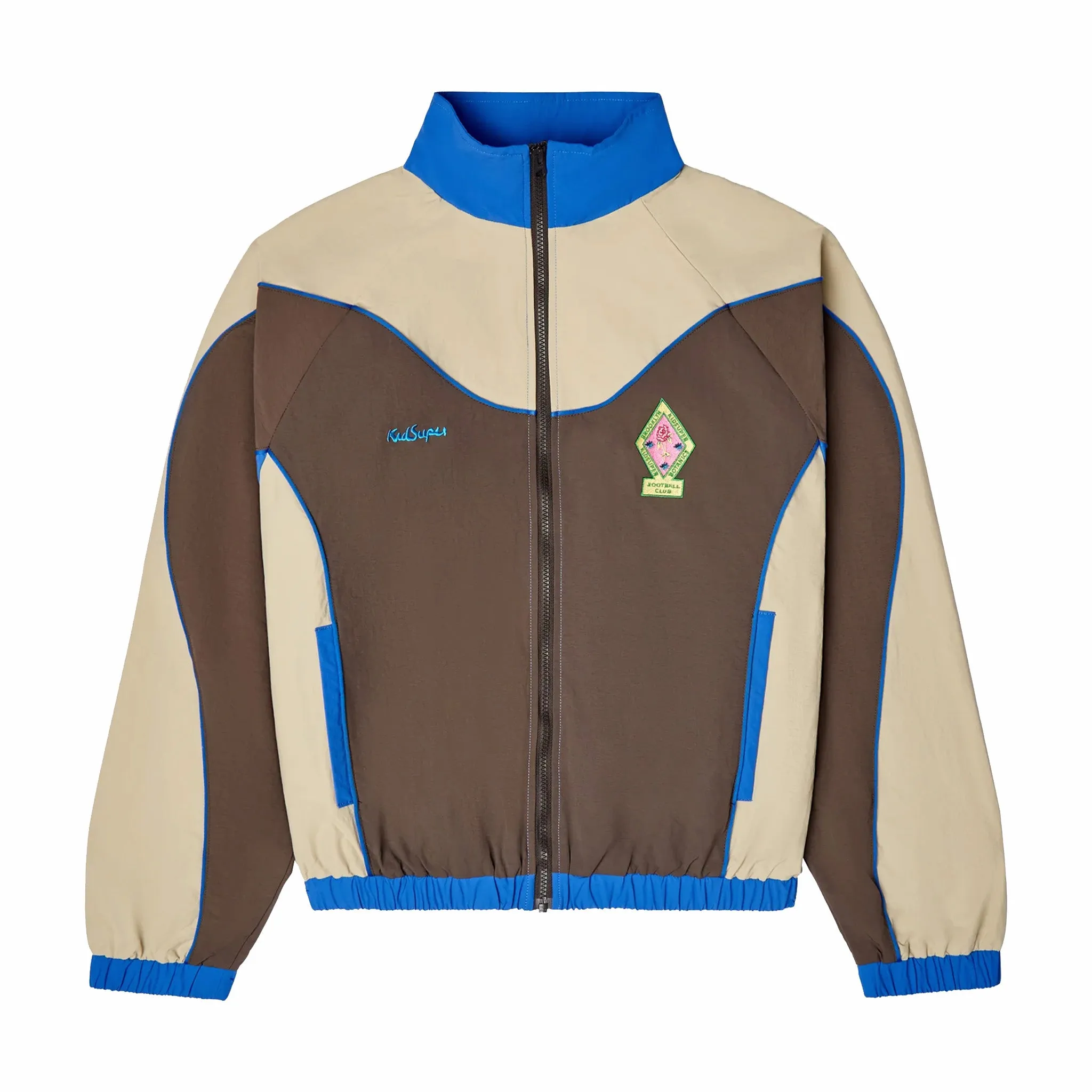 KidSuper Studios Brooklyn Botanics Nylon Tracksuit Top (Brown/Blue)