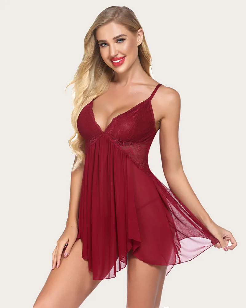 Lace Babydoll V Neck Sexy Strap Sleepwear