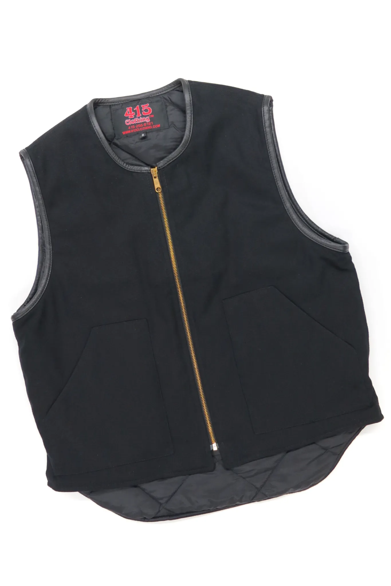 Leather Trimmed Canvas Vest