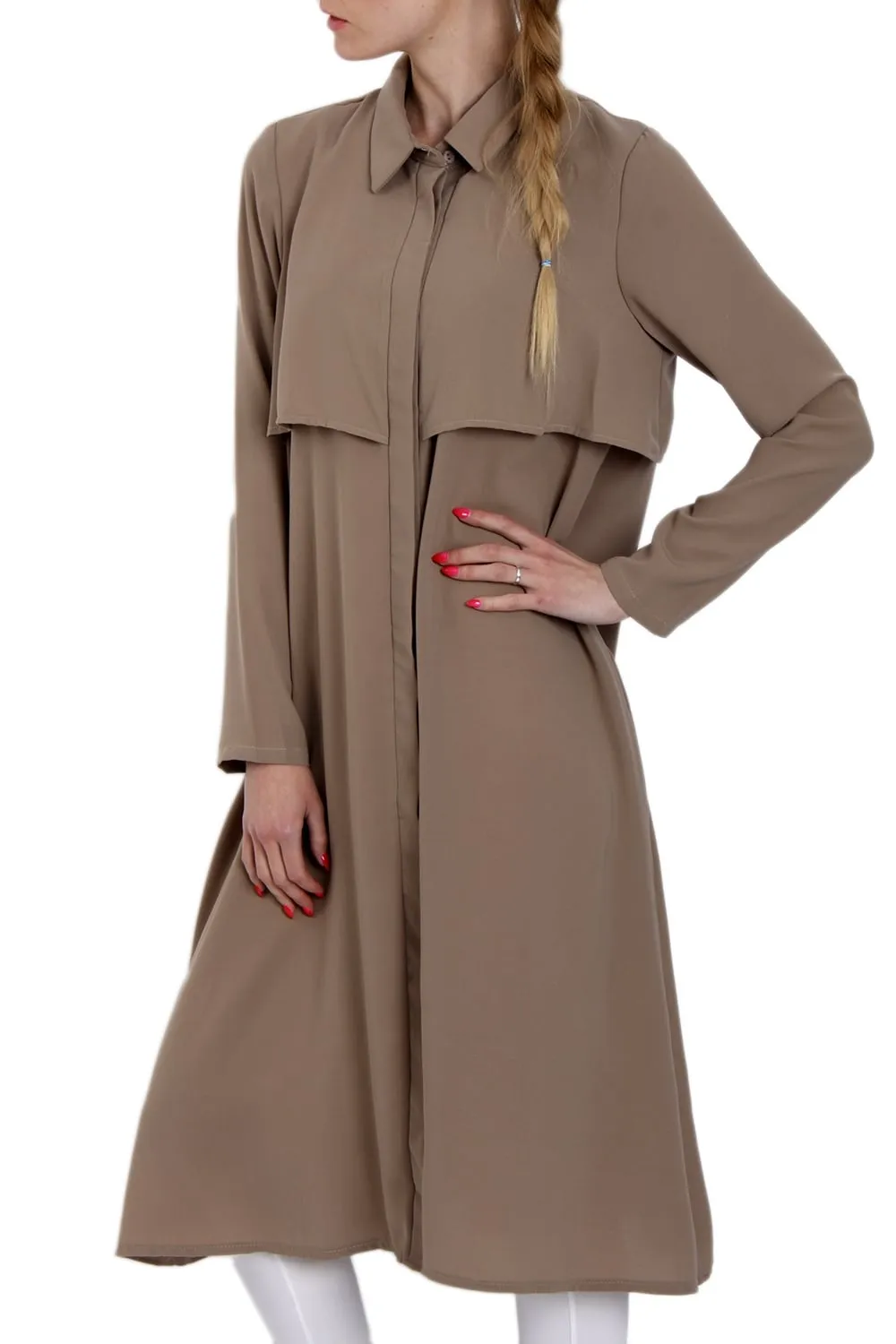 Longline Shirt Dress With Cape Back