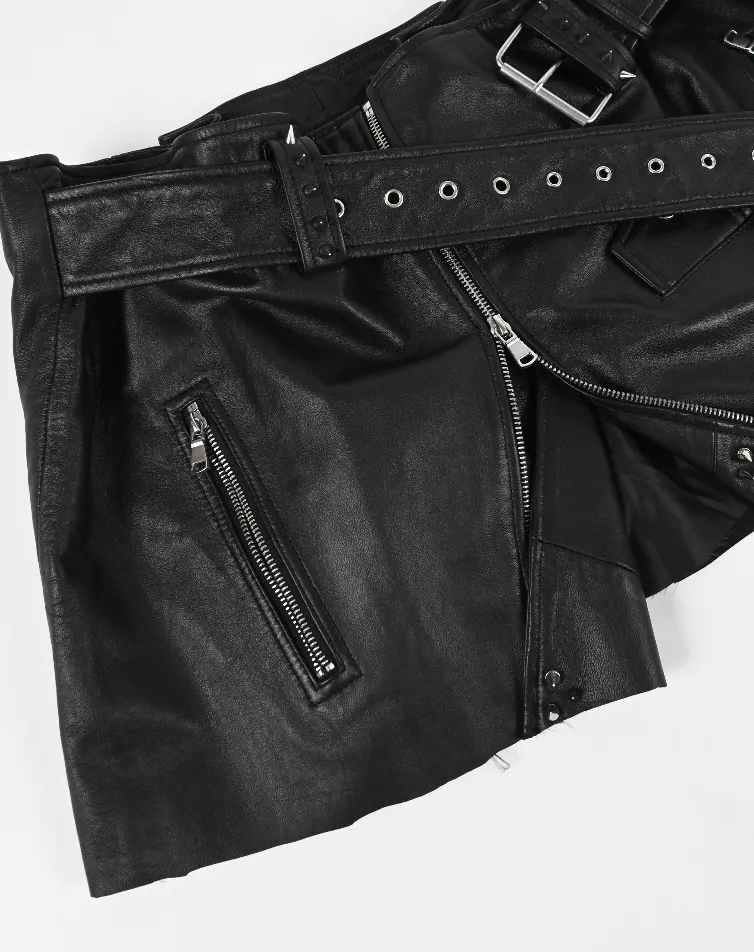 ME TO YOU Leather safety pin skirt