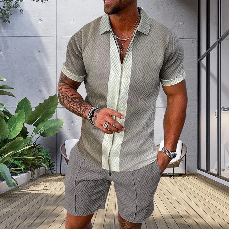 Men's Casual Printed Polo Suit