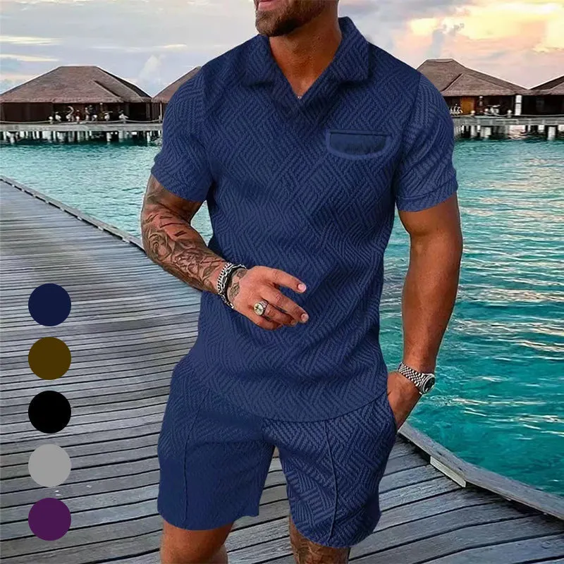 Men's Casual Printed Polo Suit