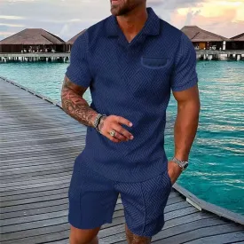 Men's Casual Printed Polo Suit