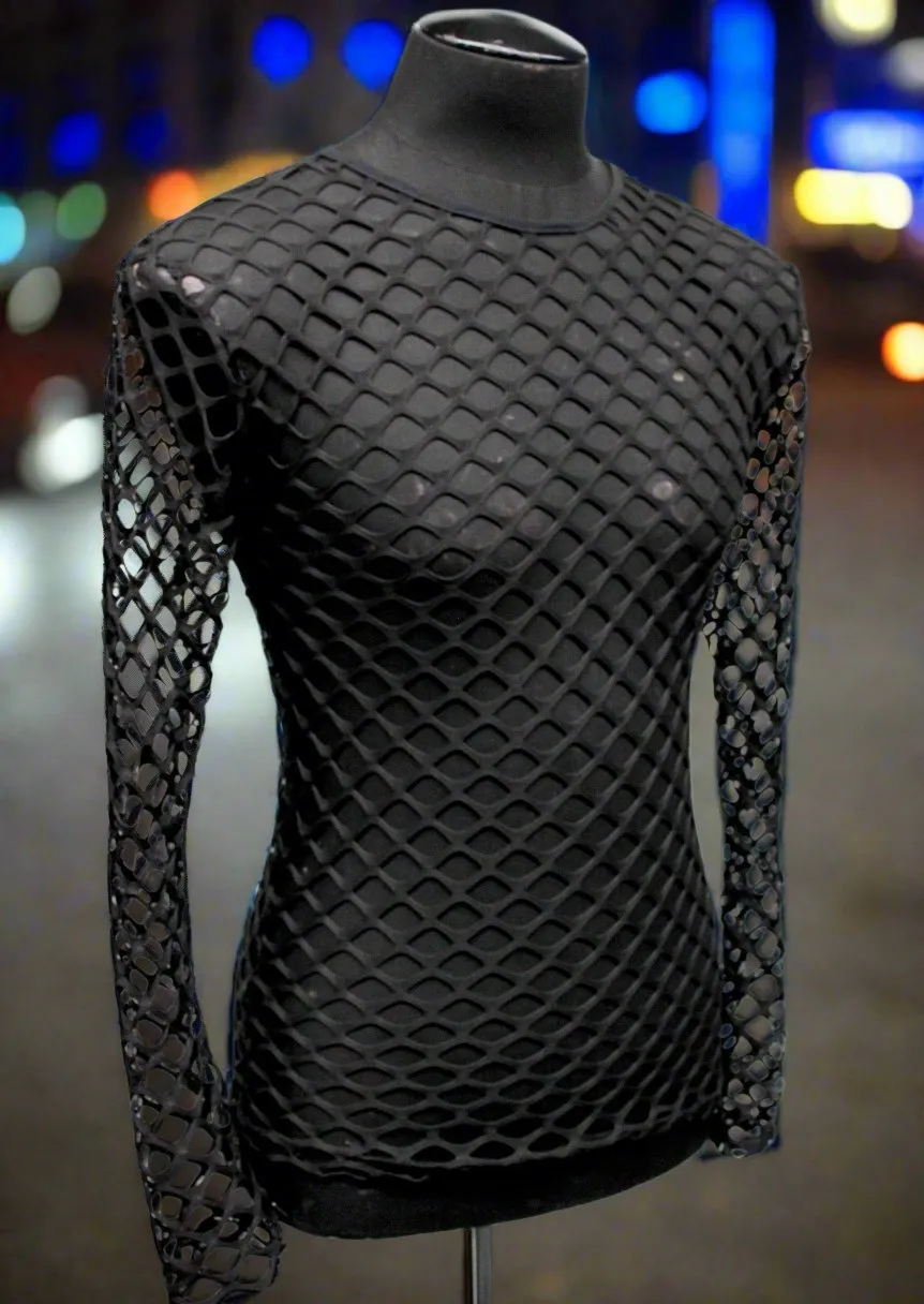 MEN'S LONG SLEEVE T-SHIRT - BIG HOLE FISHNET