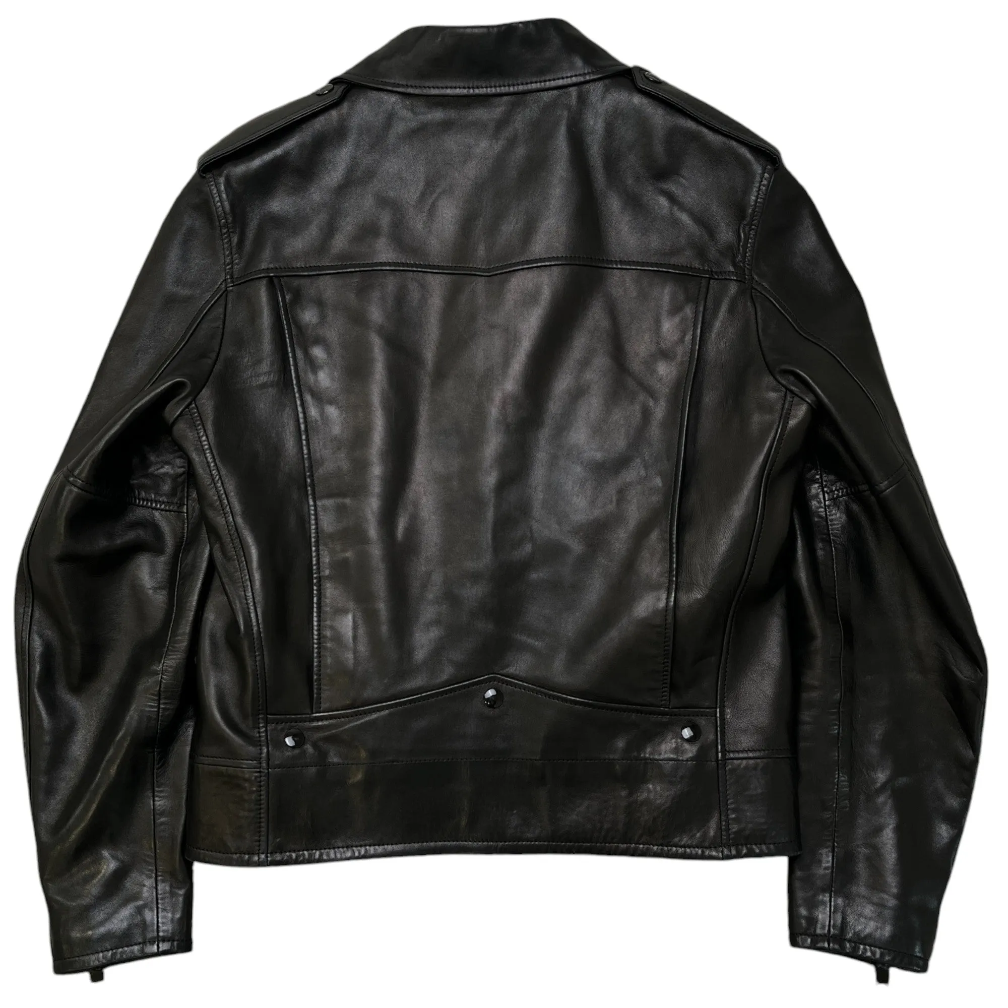 Men's Motorcycle Lambskin Leather Jacket Black Size IT 50 / L