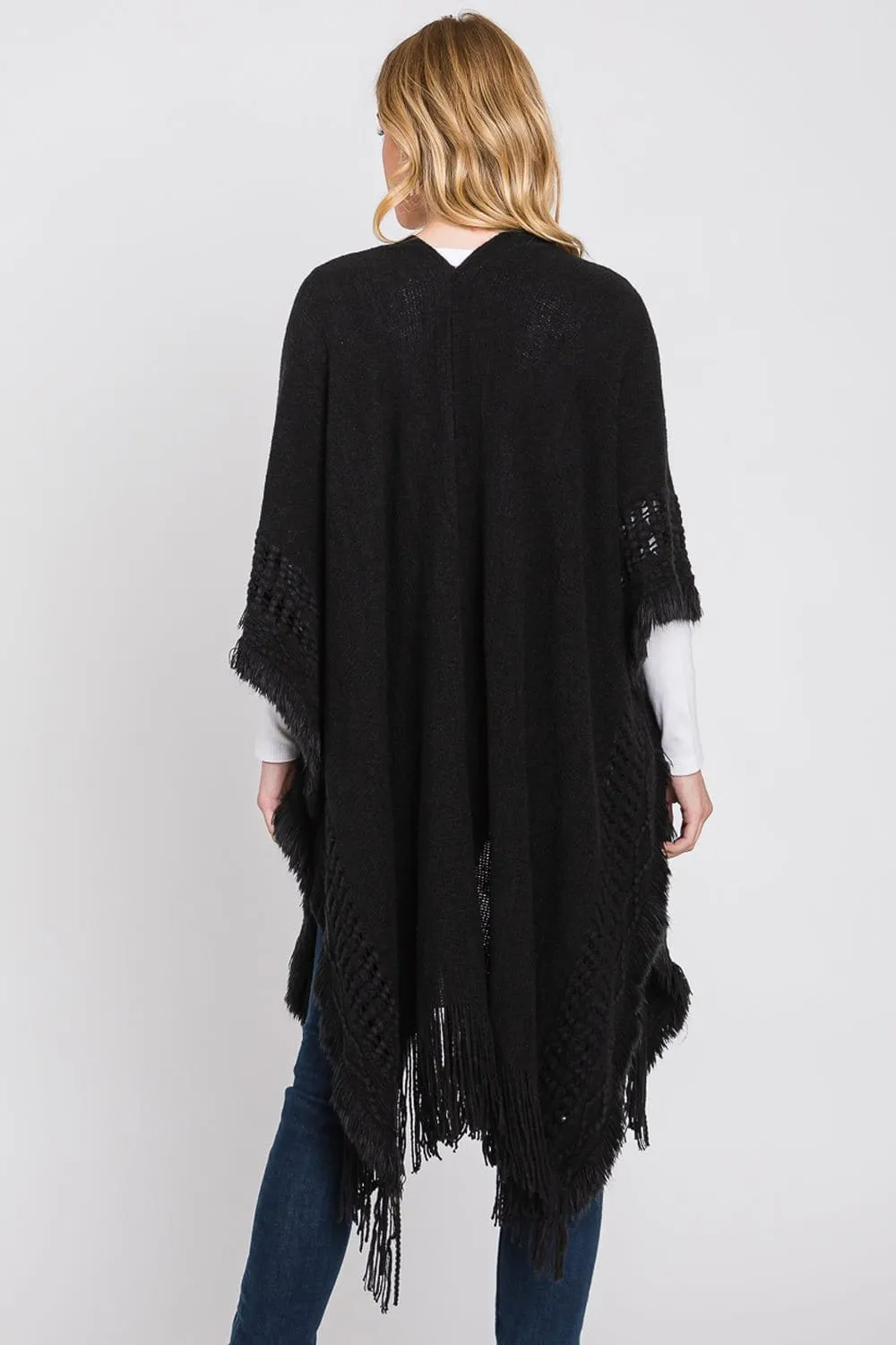 MS0326 Lucy Knit Ruana With Fringe