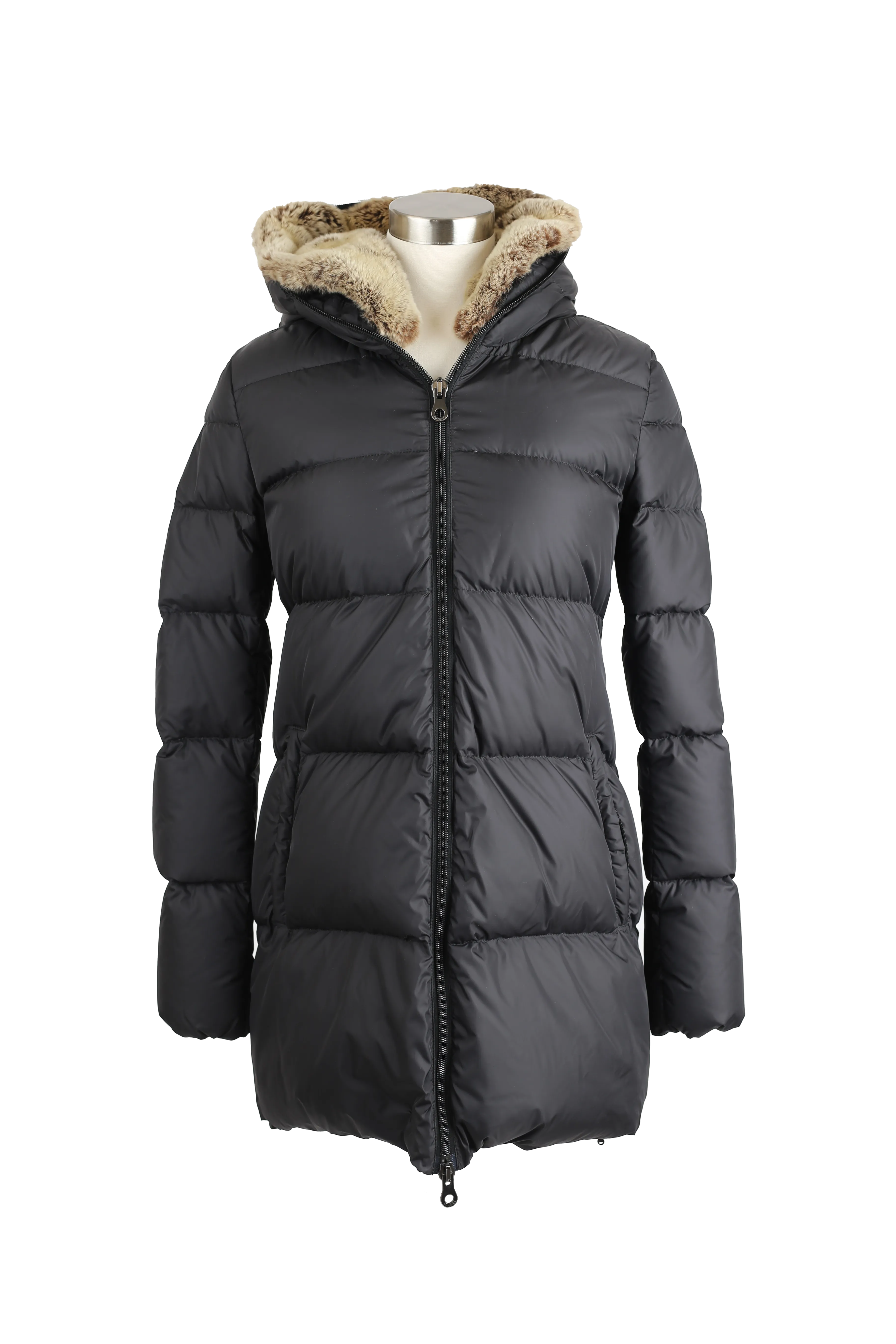 Quilted Down Puffer Coat W/ Fur Hood