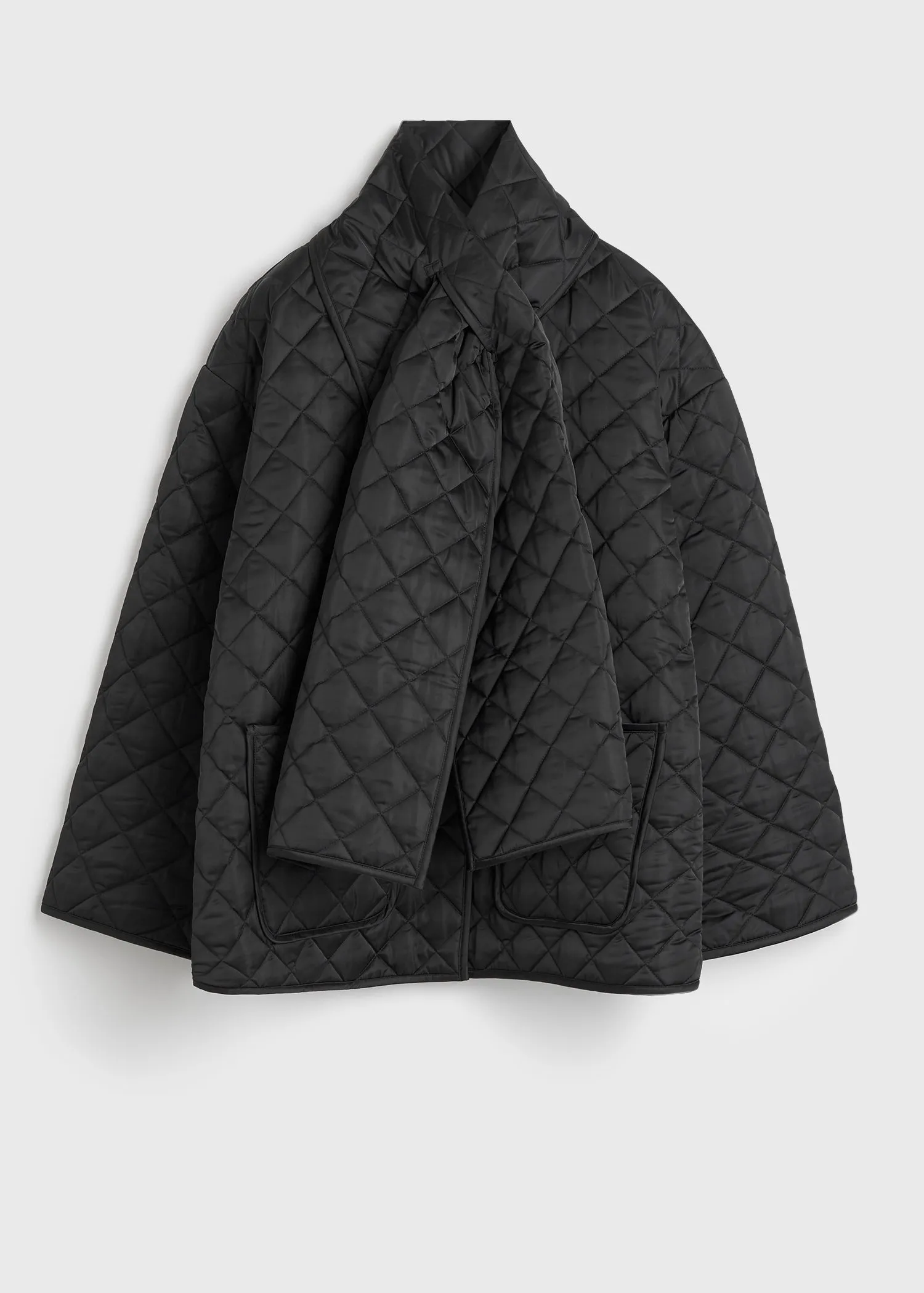 Quilted scarf jacket black