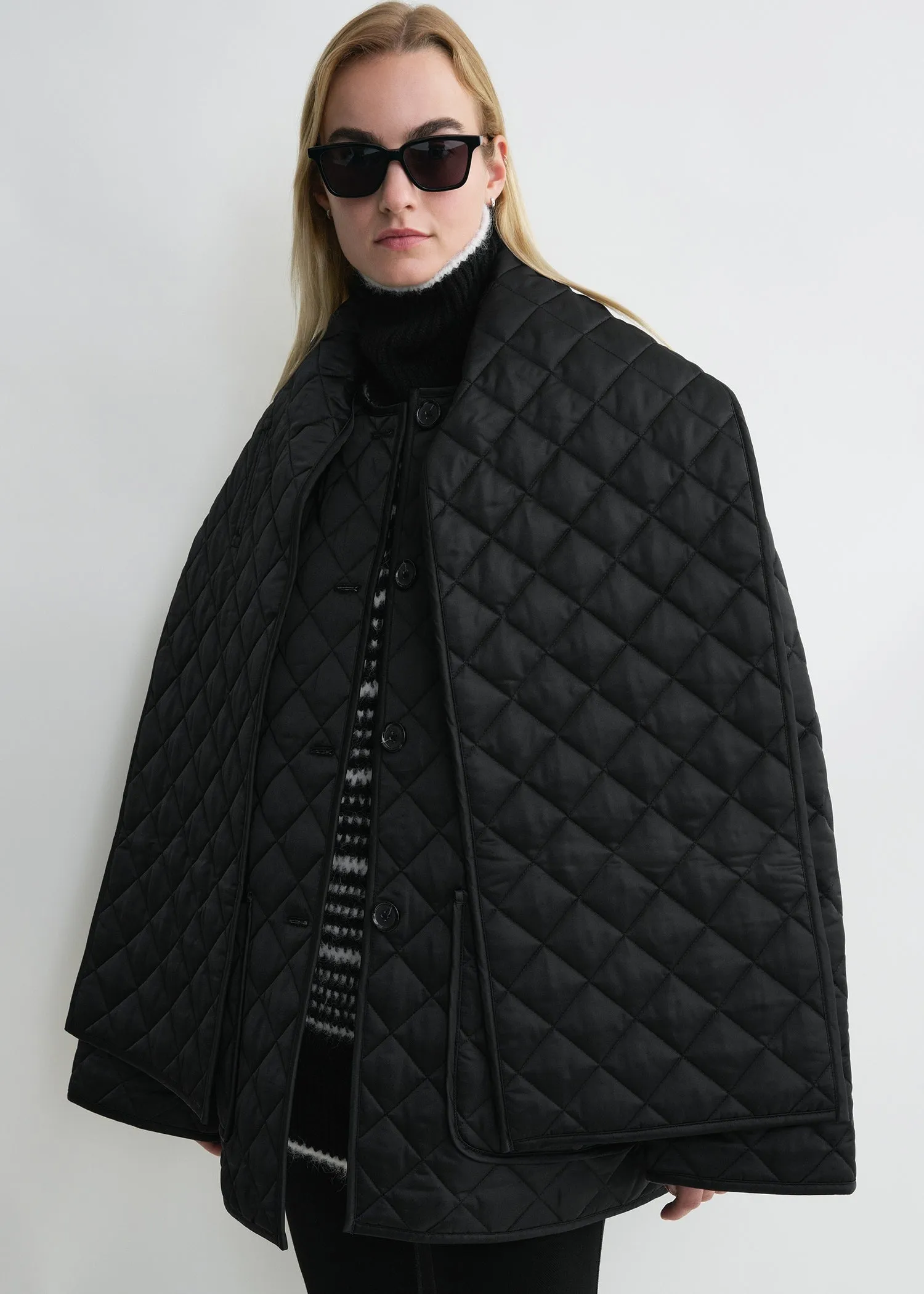 Quilted scarf jacket black