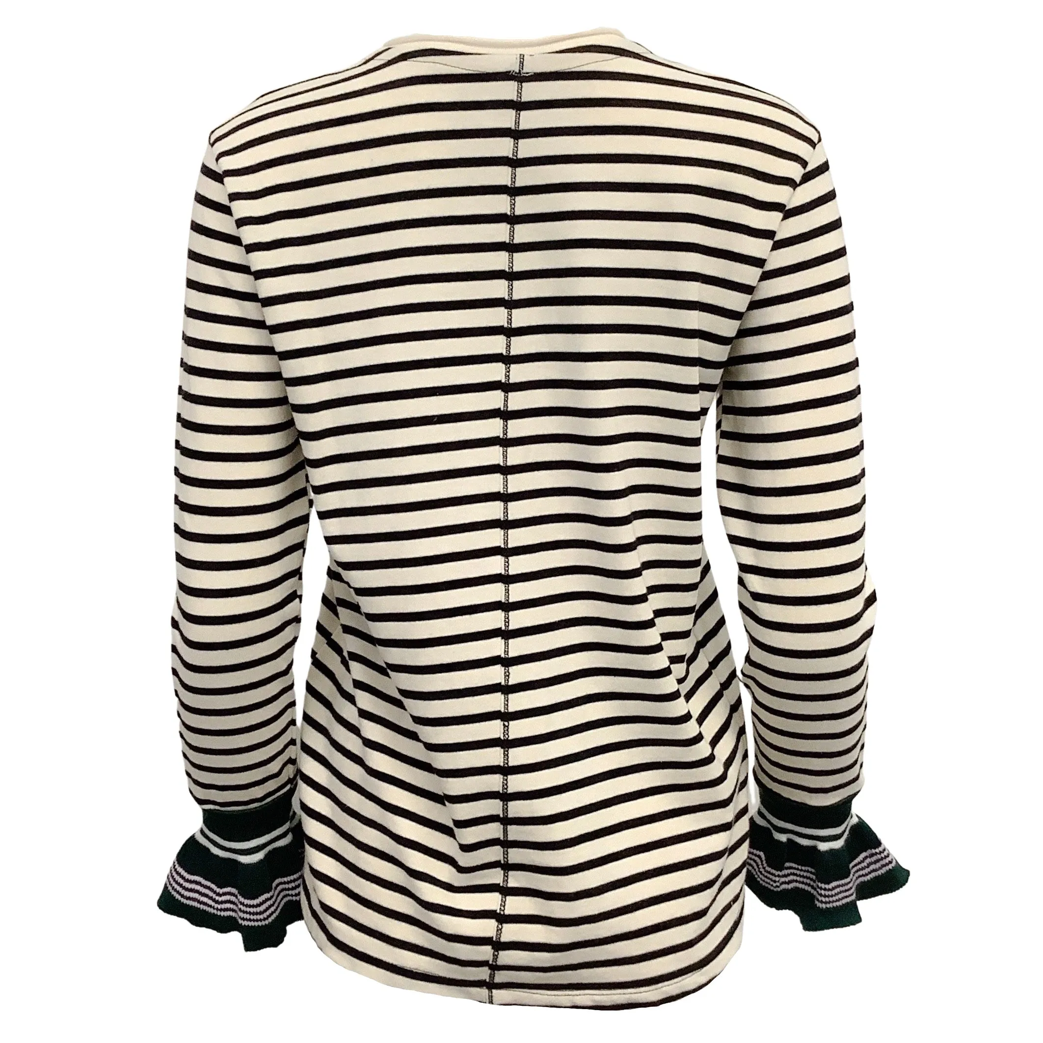 R13 Black / Ivory Striped Long Sleeve Tee with Bell Sleeves