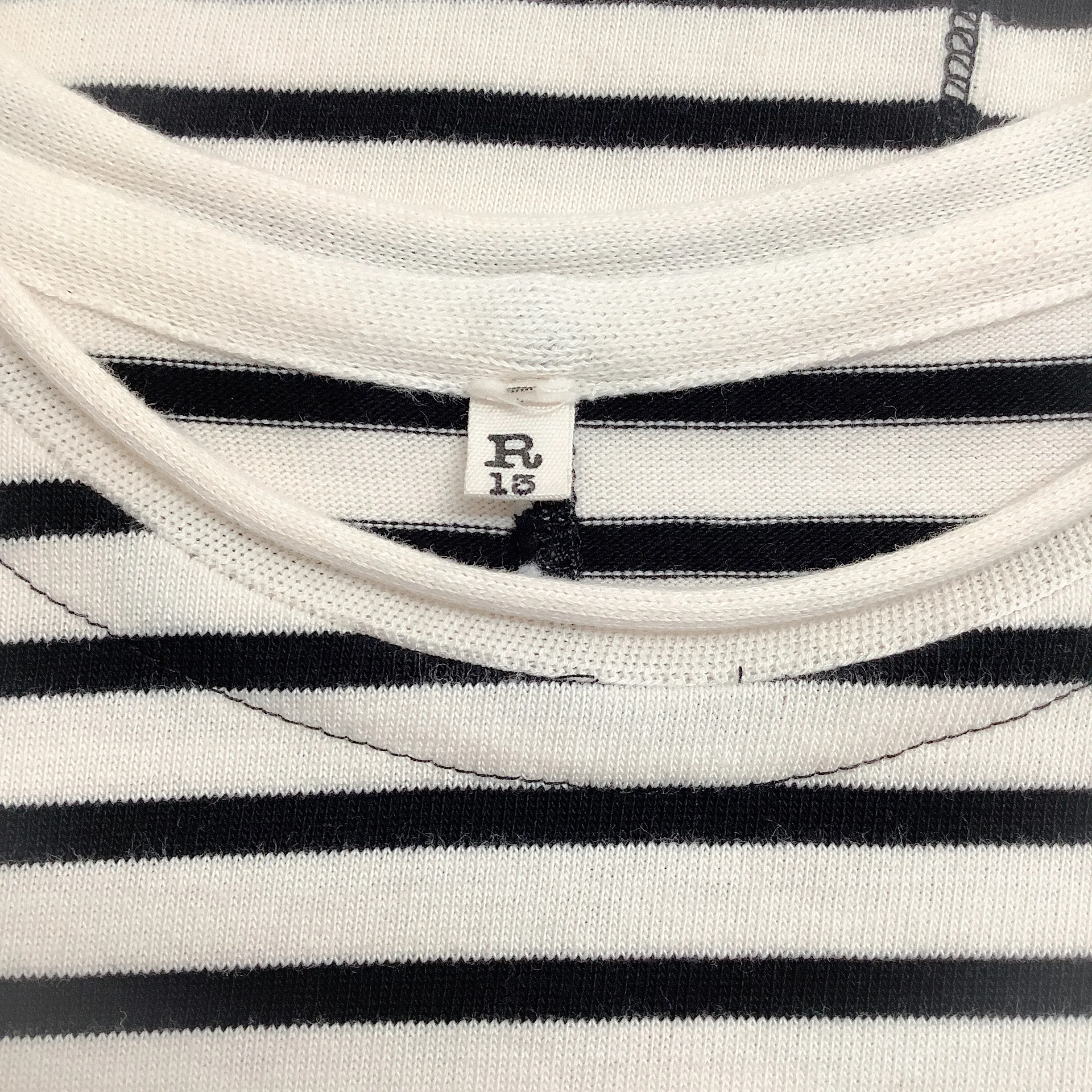 R13 Black / Ivory Striped Long Sleeve Tee with Bell Sleeves