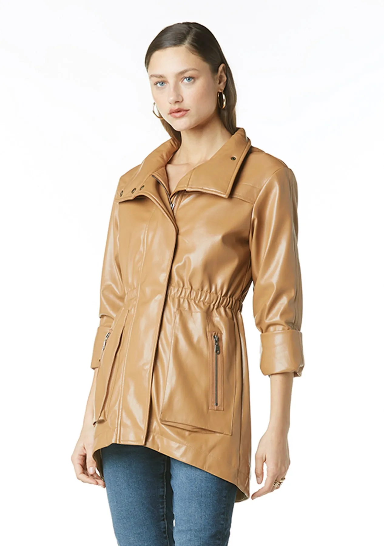 Tart Collections Cory Vegan Leather Jacket in Soft Brown