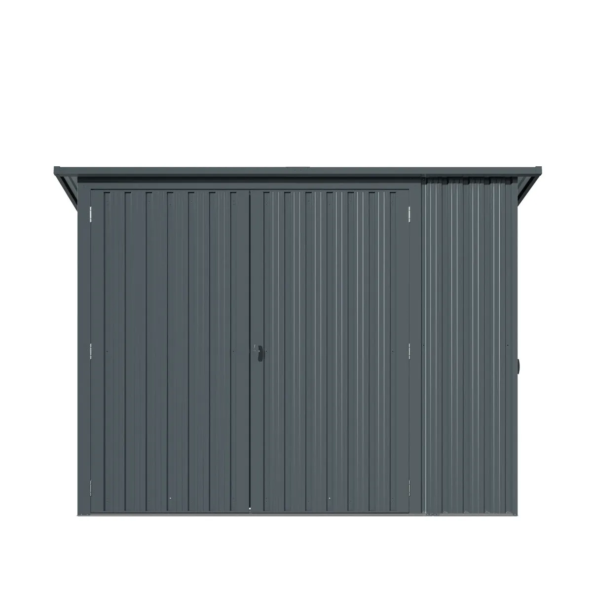 TMG Industrial 4’ x 8’ Bicycle Metal Pent Shed, 29 Gauge Corrugated Metal, 70” Upper edge, TMG-MS0408