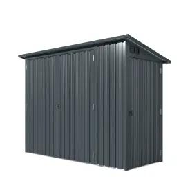 TMG Industrial 4’ x 8’ Bicycle Metal Pent Shed, 29 Gauge Corrugated Metal, 70” Upper edge, TMG-MS0408