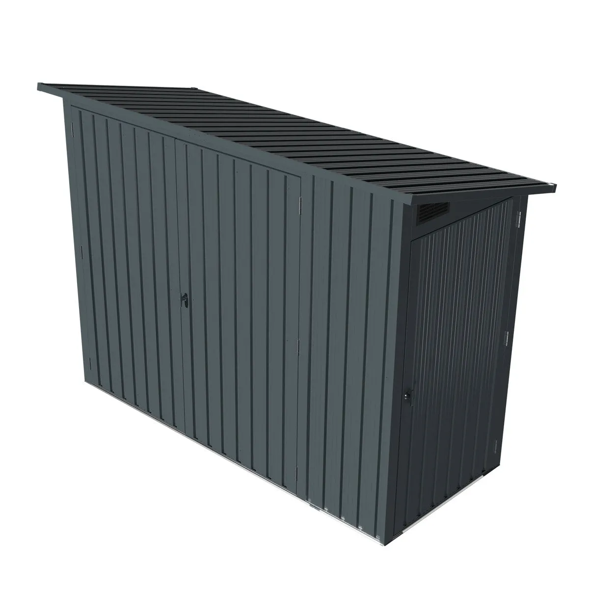 TMG Industrial 4’ x 8’ Bicycle Metal Pent Shed, 29 Gauge Corrugated Metal, 70” Upper edge, TMG-MS0408